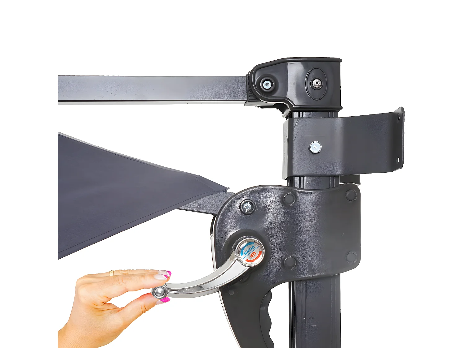 Parasol mural Acerra 3m inclinable,  gris