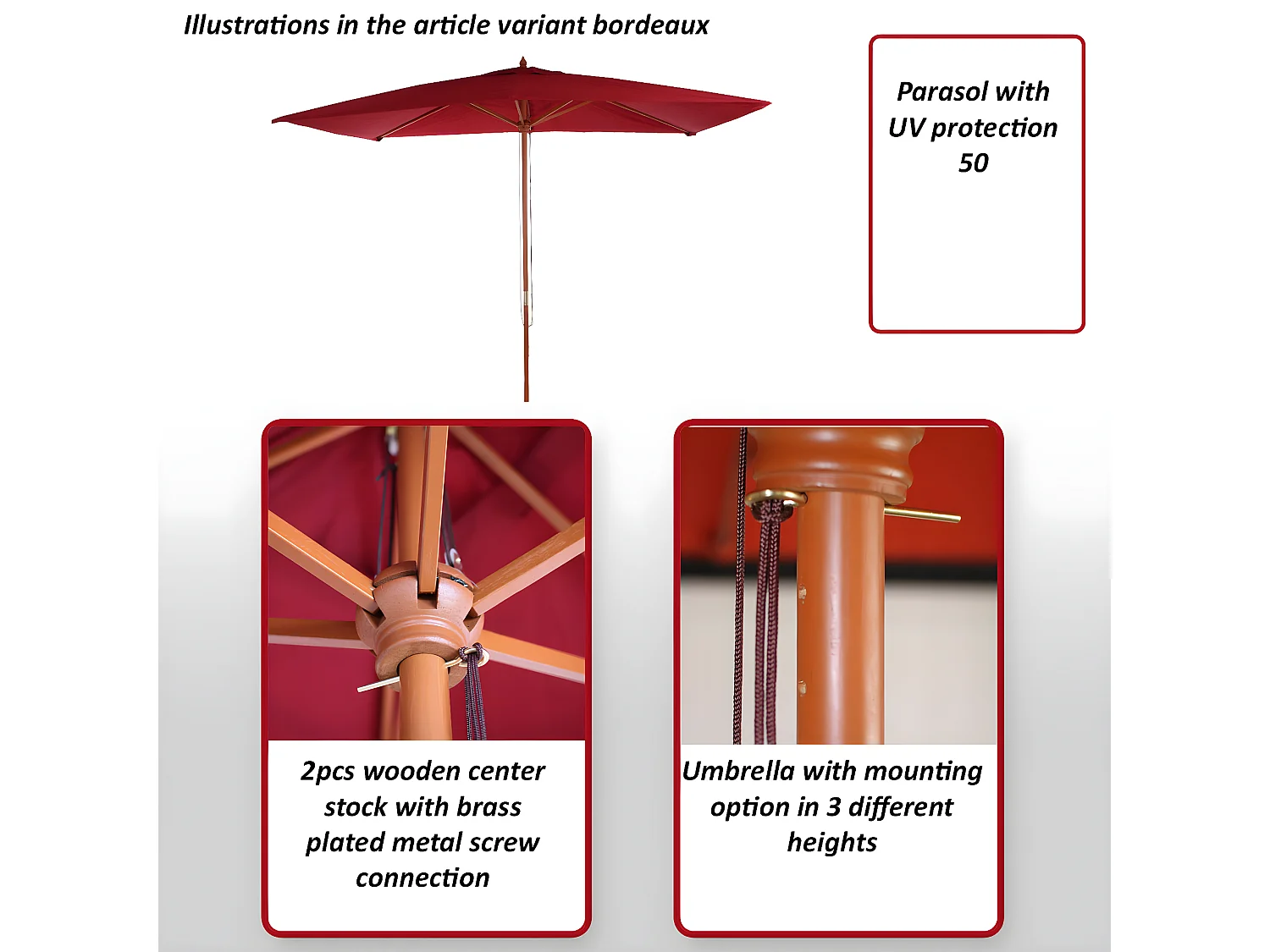 Parasol Lisbonne 2x3m,  crème