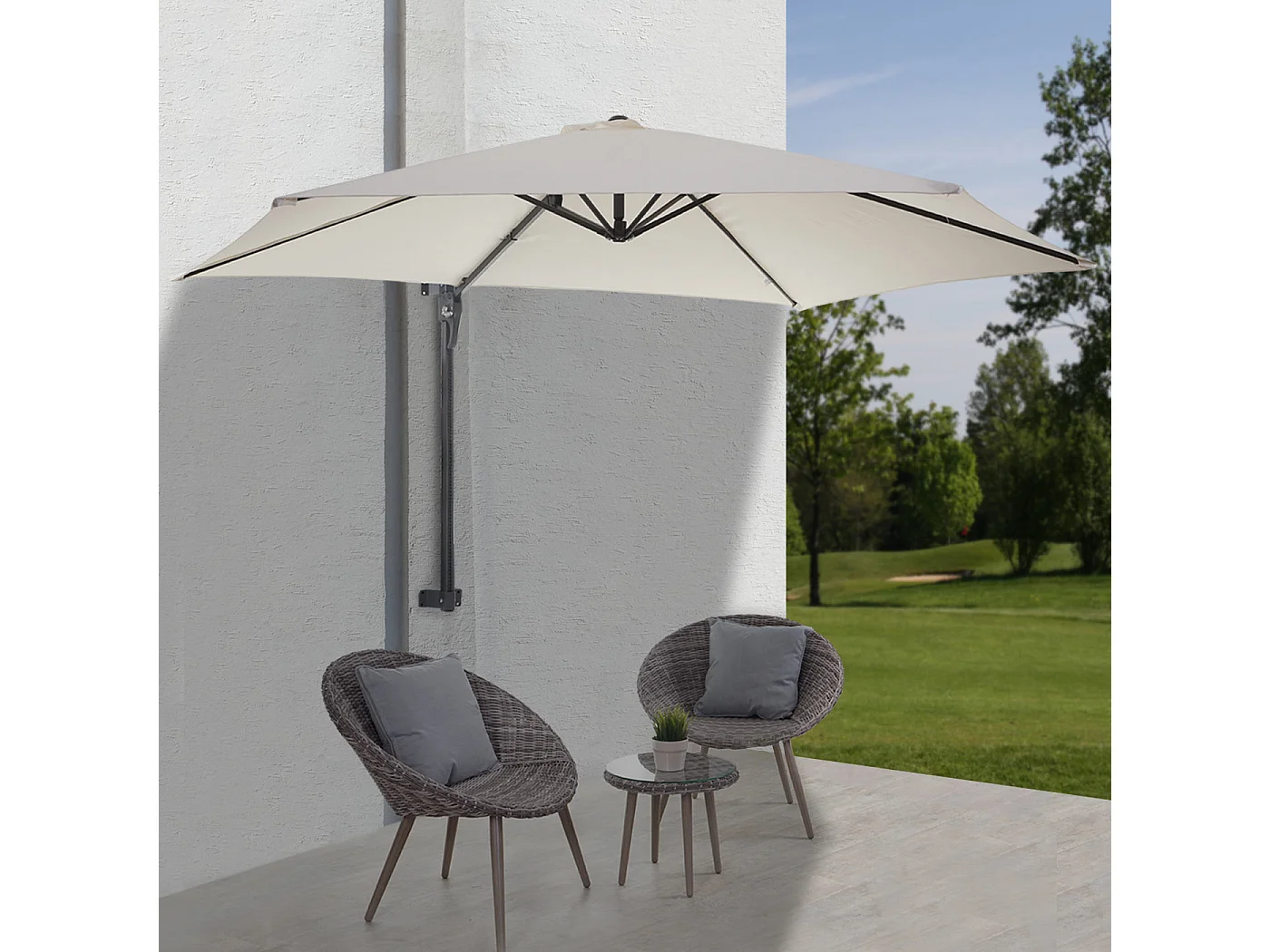 Wandschirm Acerra 3m neigbar, Creme