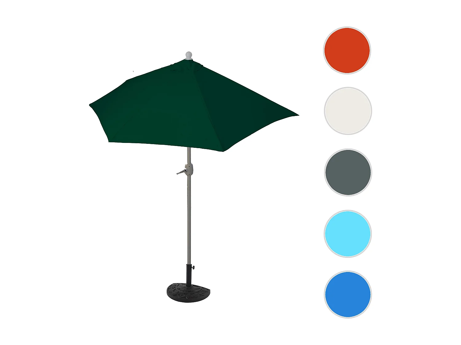 Sonnenschirm Lorca I halbrund UV 50+, 270cm grün mit Ständer