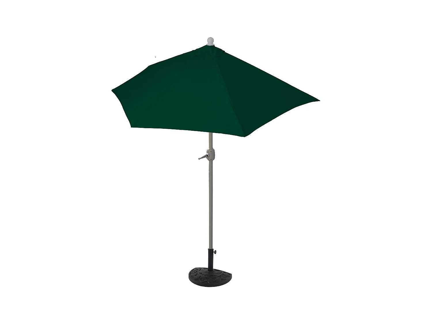Ombrellone da parete balcone salvaspazio mezzaluna semicircolare Parla 135x260x252cm verde con base