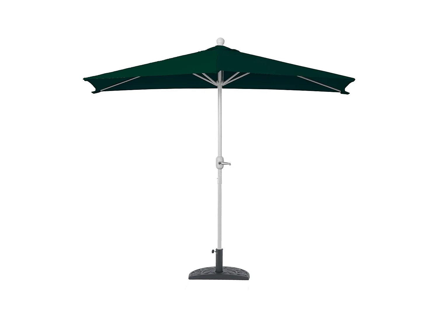 Ombrellone da parete balcone salvaspazio mezzaluna semicircolare Parla 135x260x252cm verde con base