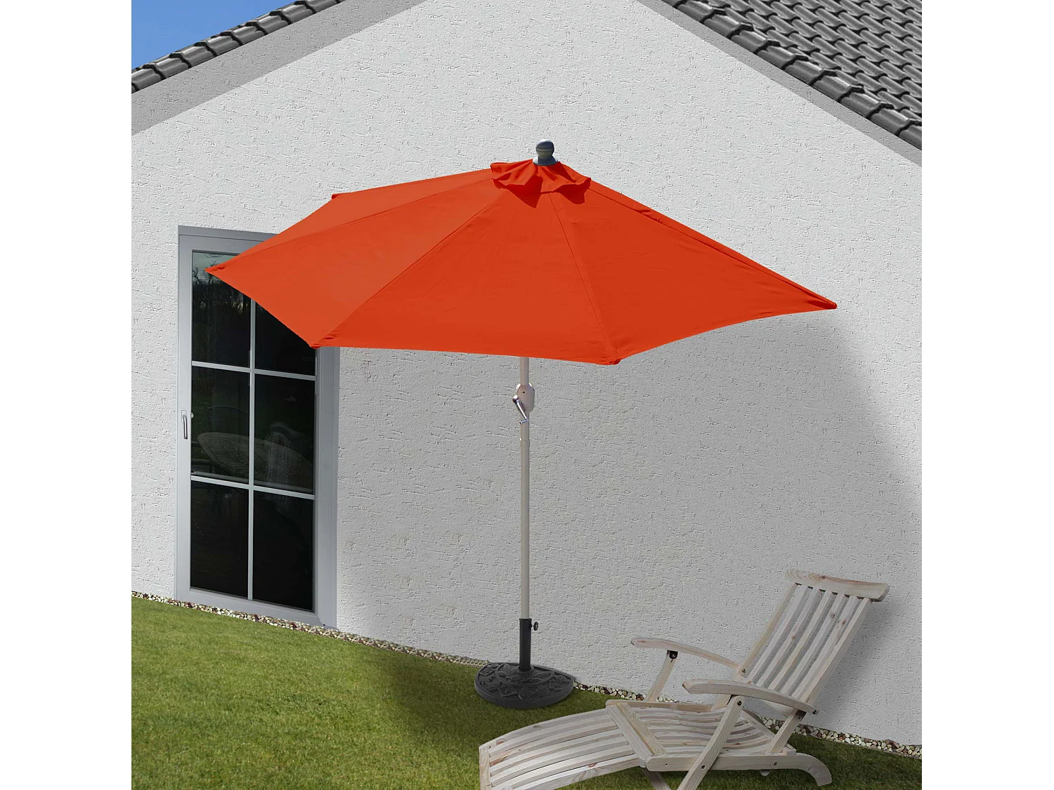 Parasol przeciwsłoneczny Lorca II,  300 cm terakota z podstawą