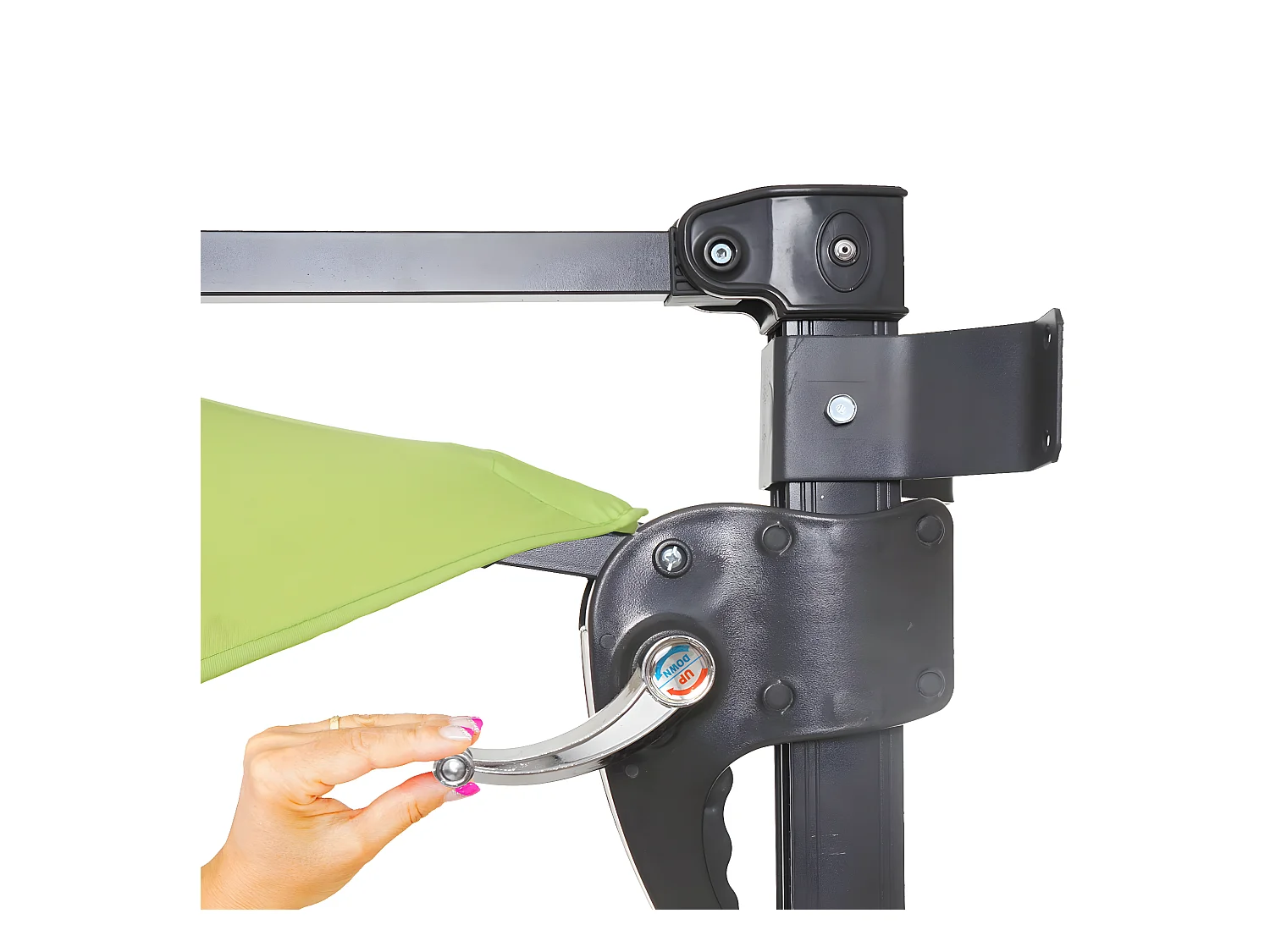 Parasol mural Acerra 3m inclinable,  vert limon