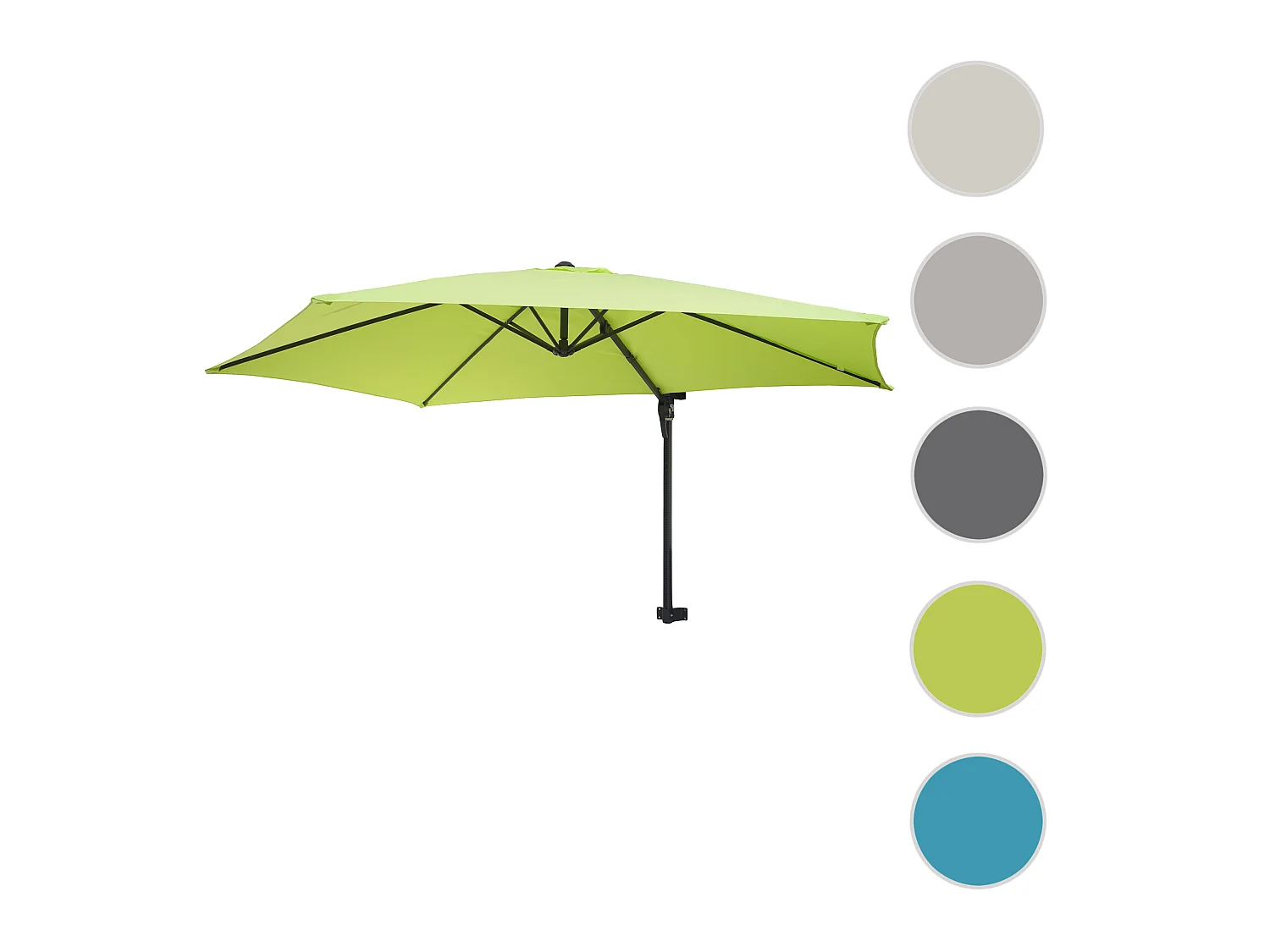 Parasol mural Acerra 3m inclinable,  vert limon