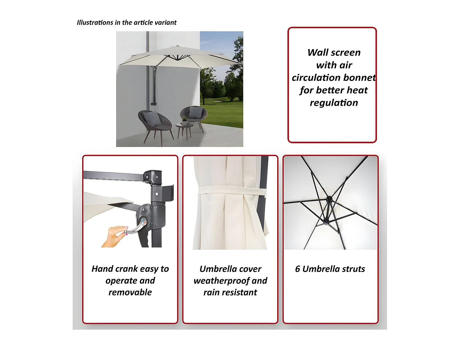 Ombrellone rotondo parete balcone salvaspazio Casoria poliestere 3 m azzurro