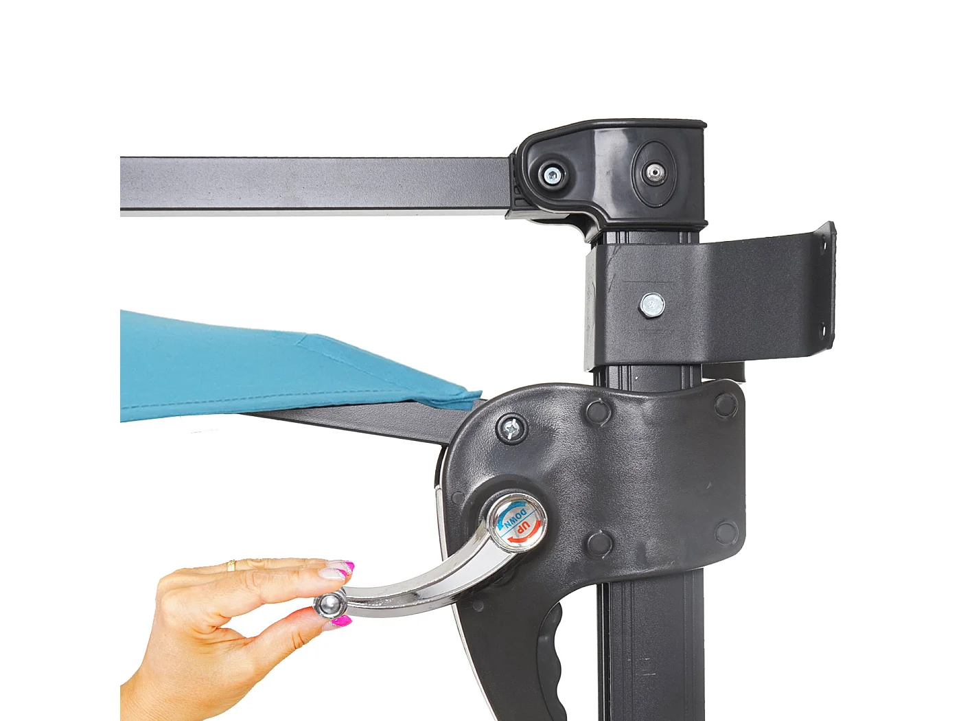 Parasol mural Acerra 3m inclinable,  turquoise