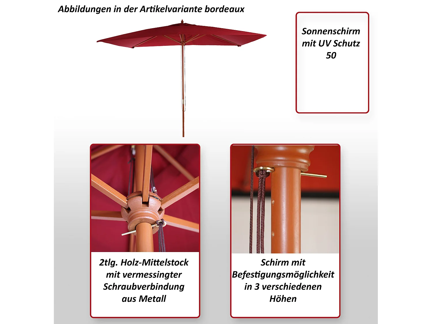 Parasol Lisbonne 2x3m,  terre cuite