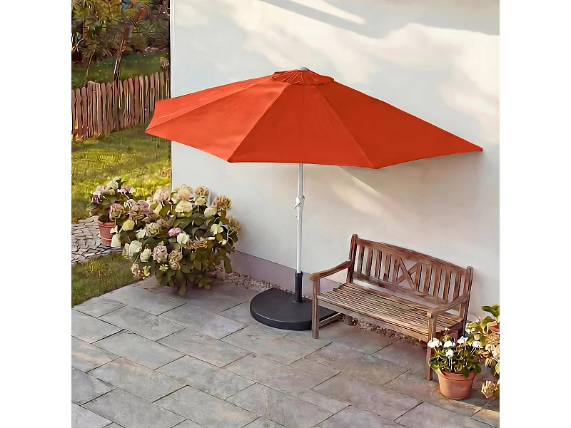 Parasol Lorca semi-circulaire 2,7m UV 50,  terracotta avec pied