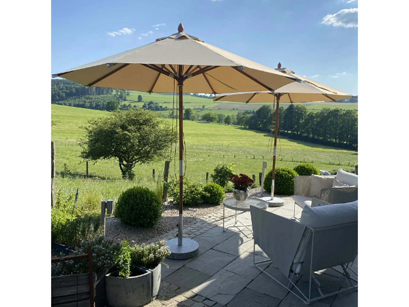 Gastronomie Parasol en bois MCW-C57,  crème