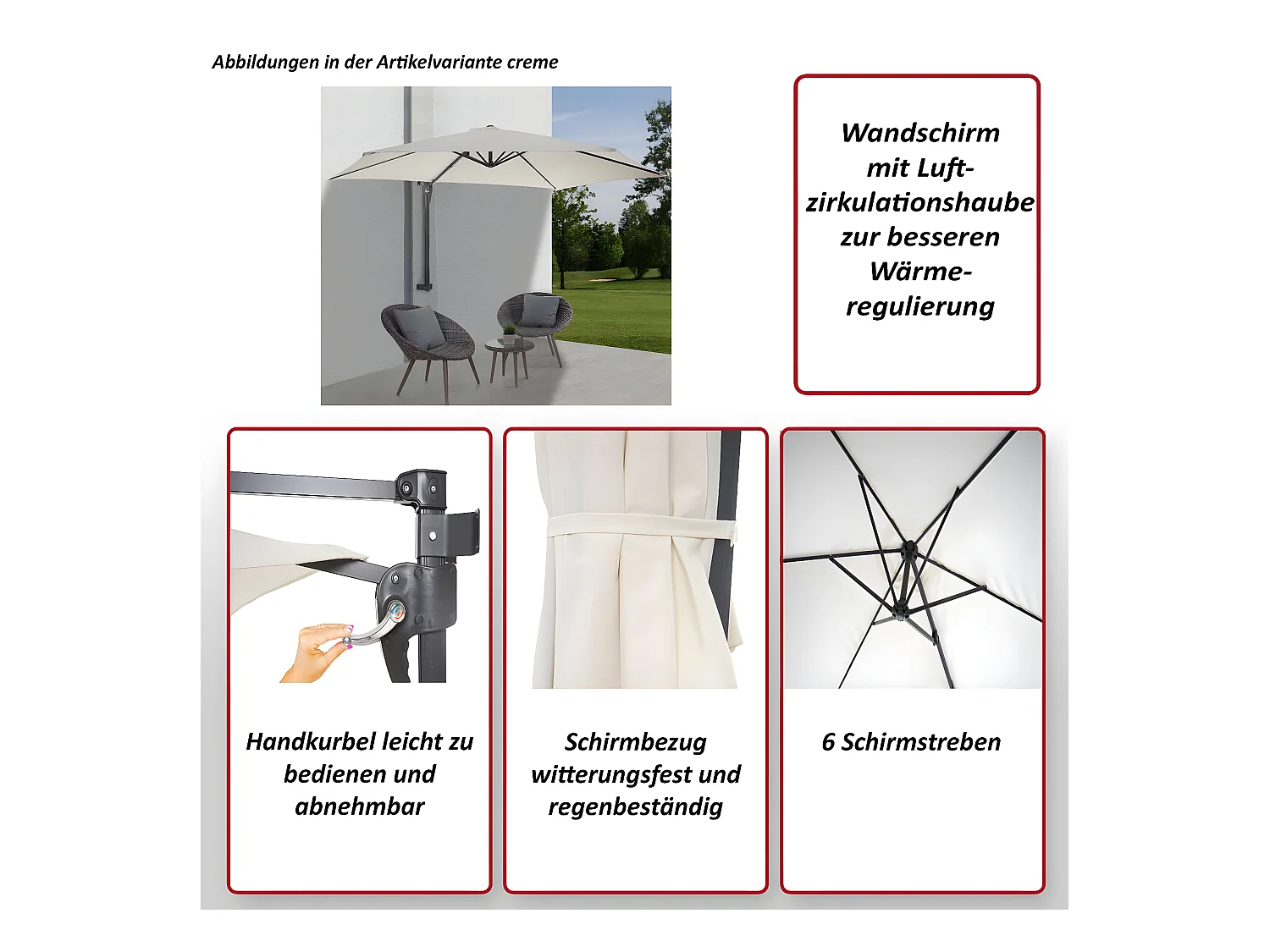 Parasol mural Acerra 3m inclinable,  lavande