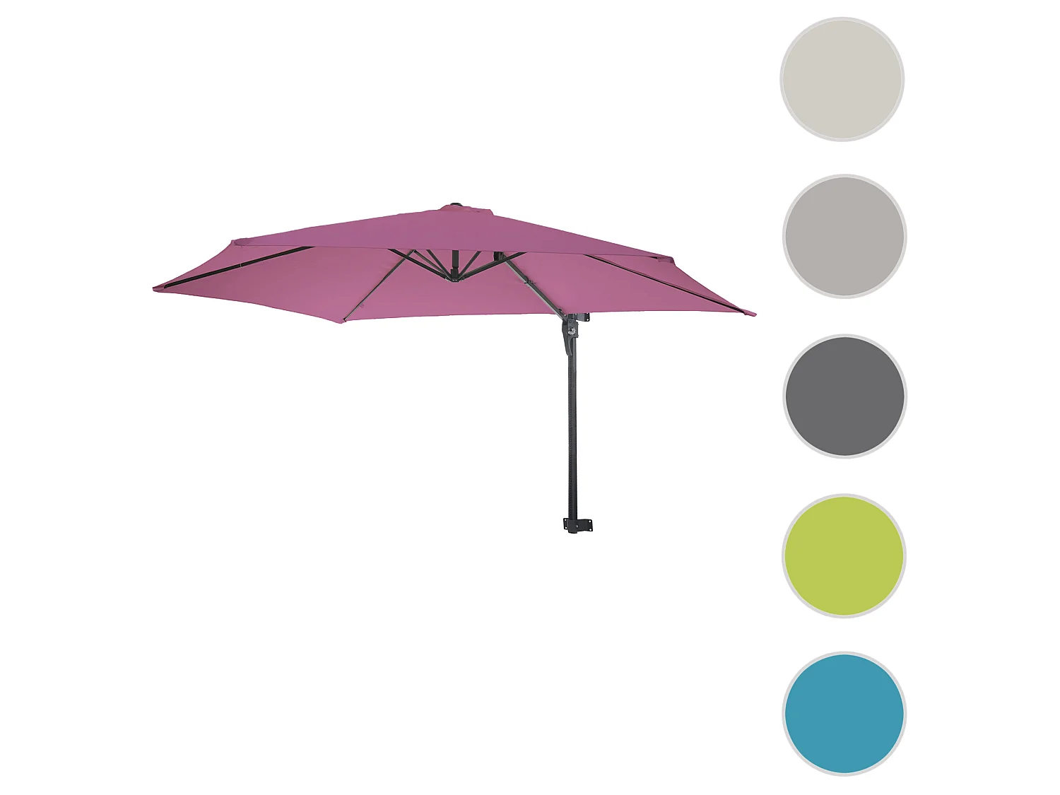 Parasol mural Acerra 3m inclinable,  lavande