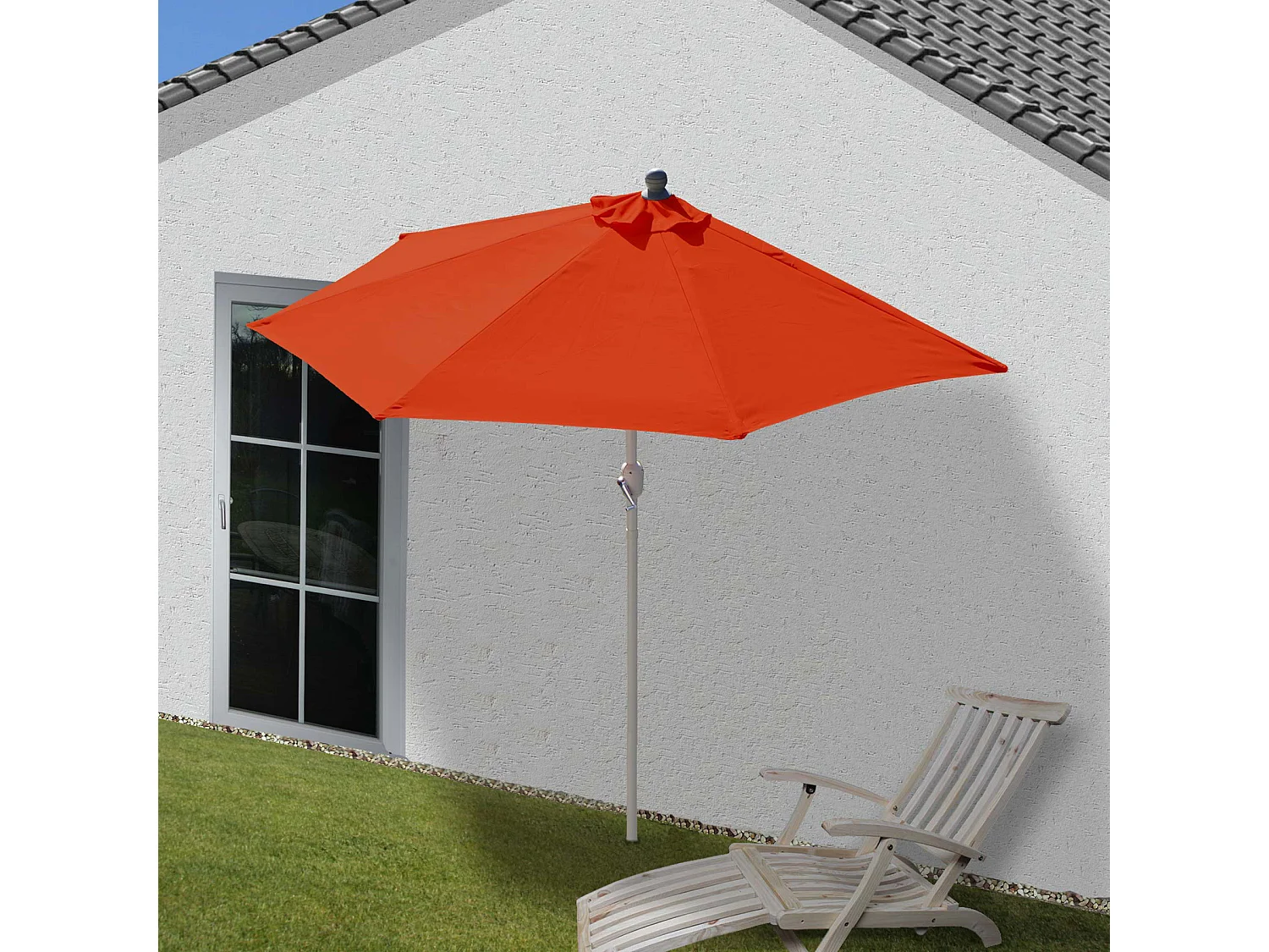 Parasol Lorca I semicircular UV 50+,  300cm terracota sin soporte