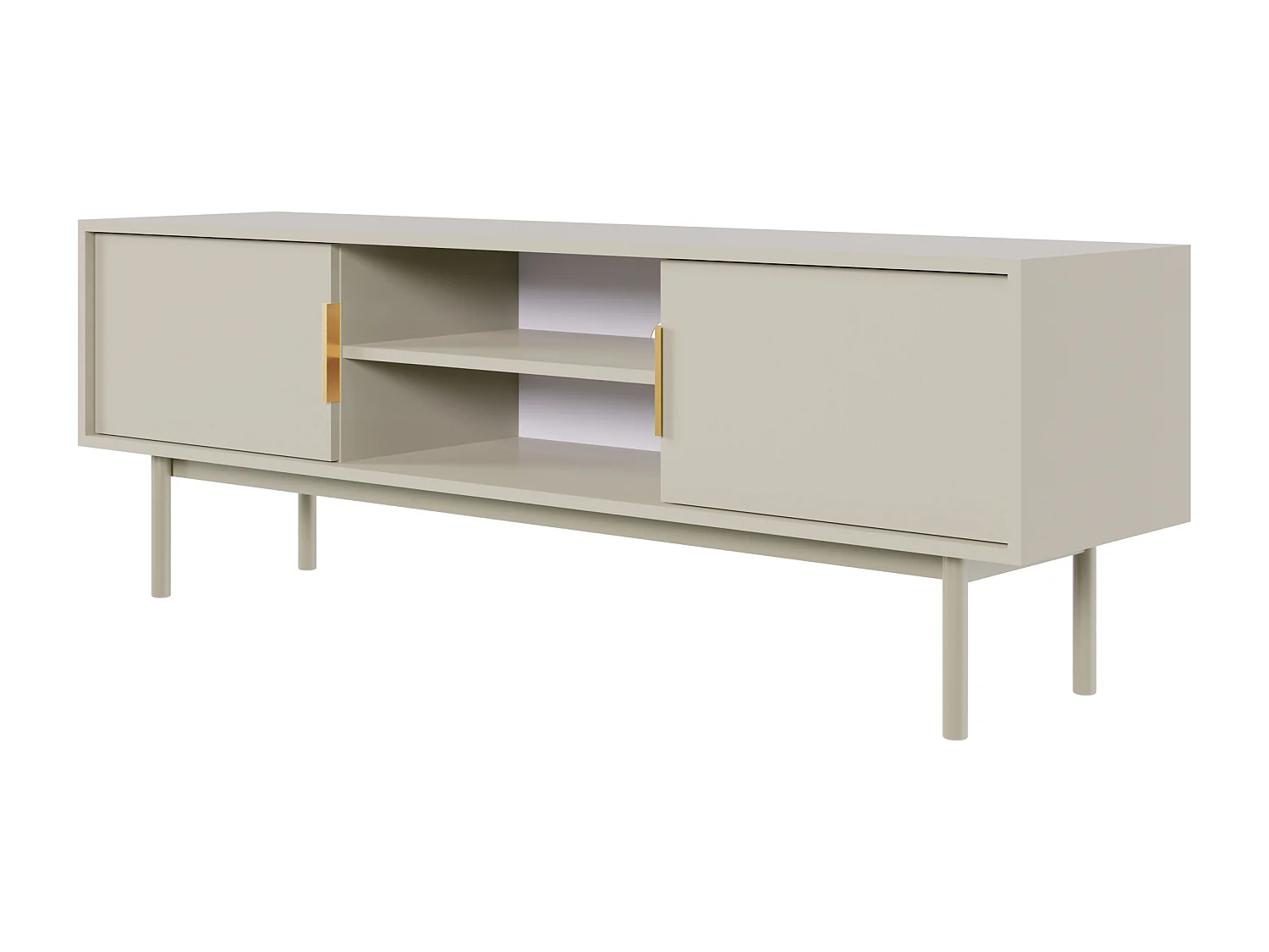 Meuble TV - 154 cm - deux portes avec niches - taupe (gris-beige) - VIVIARO