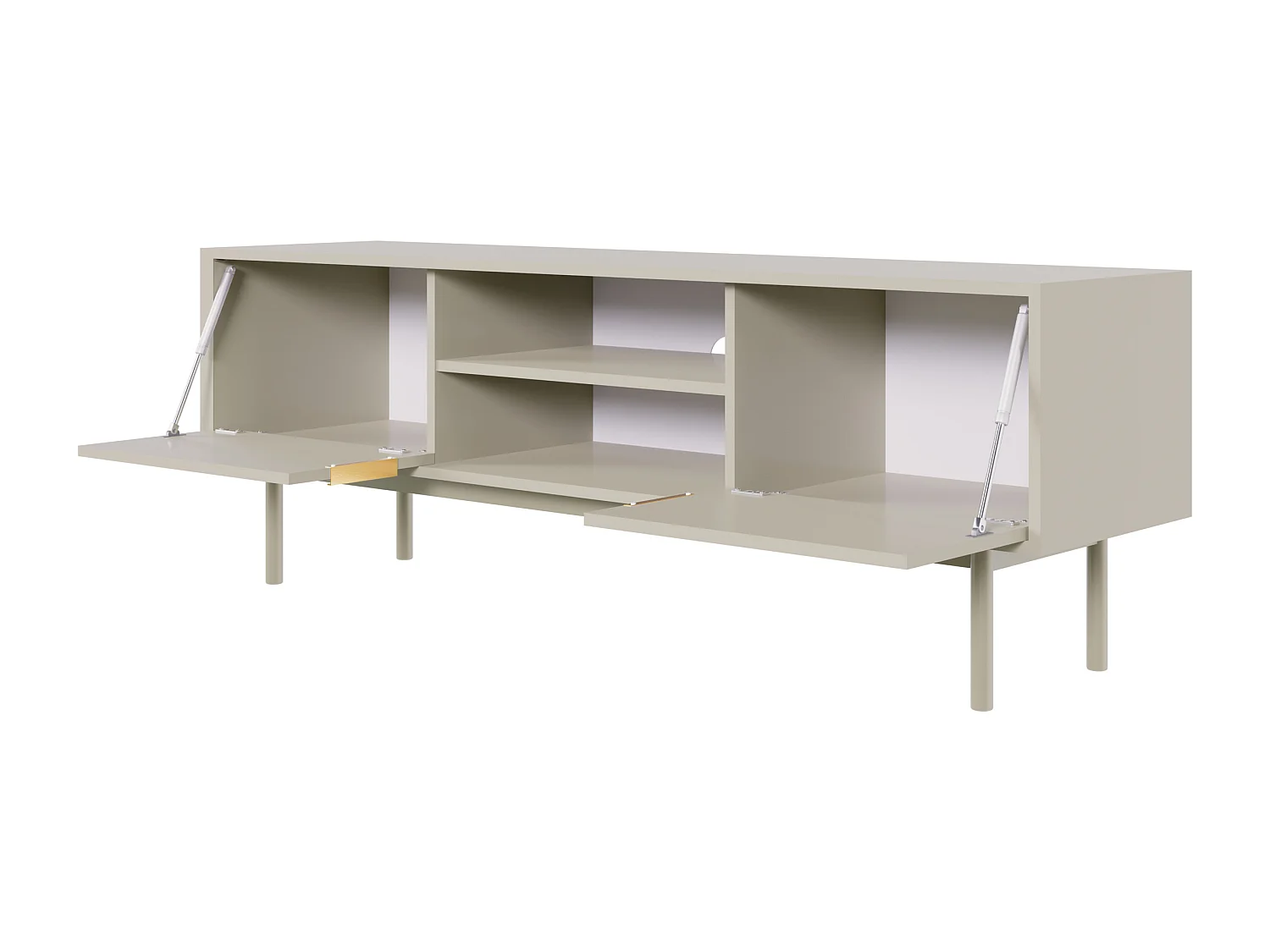 Meuble TV - 154 cm - deux portes avec niches - taupe (gris-beige) - VIVIARO