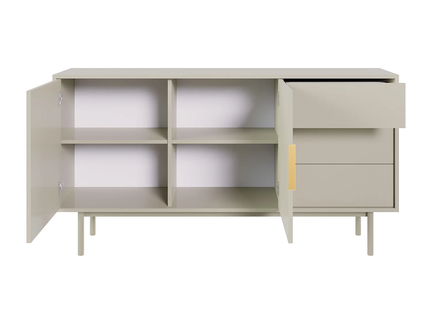Buffet à deux portes - 154 cm - et trois tiroirs - taupe (gris-beige) - VIVIARO