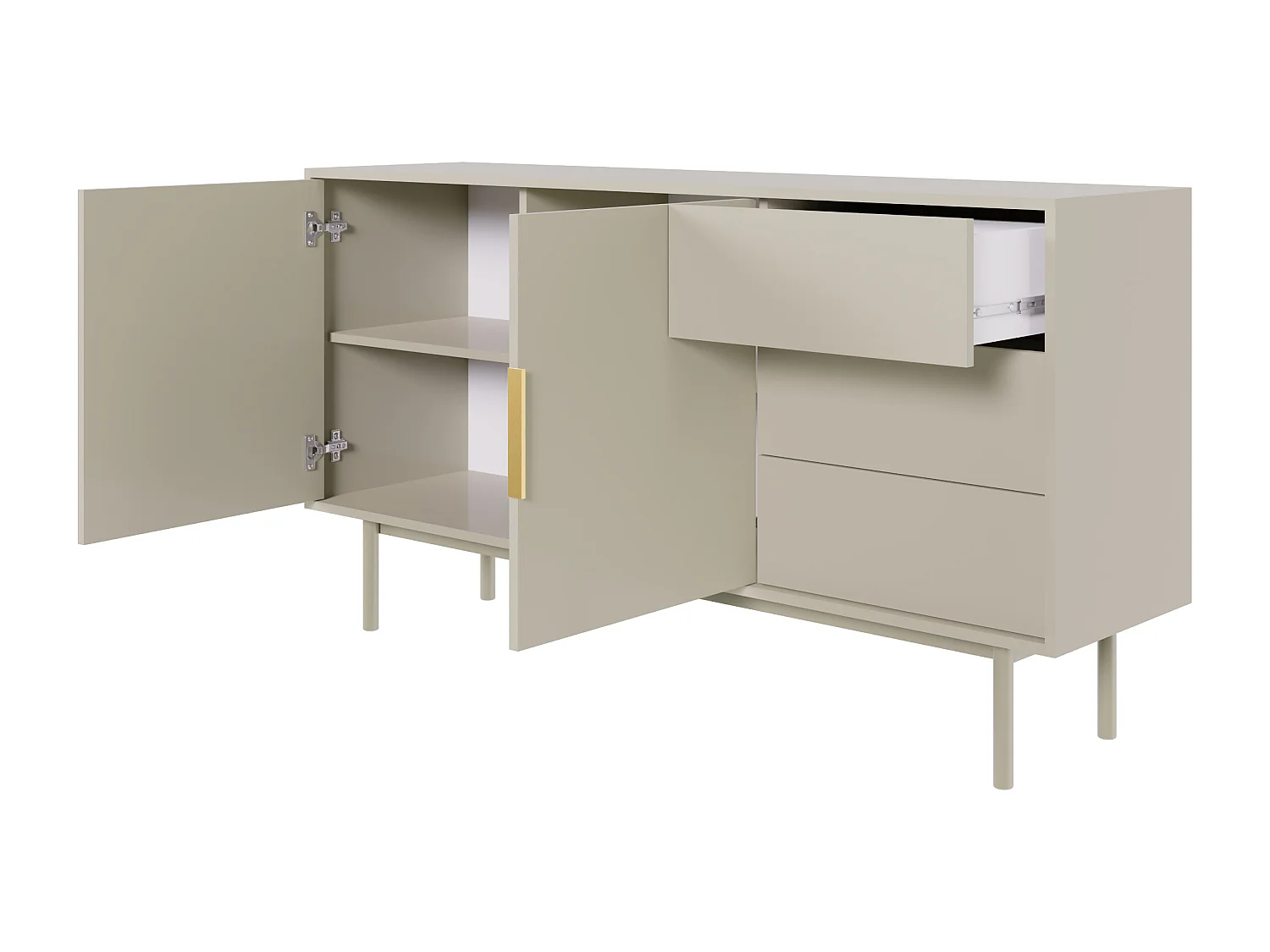 Buffet à deux portes - 154 cm - et trois tiroirs - taupe (gris-beige) - VIVIARO