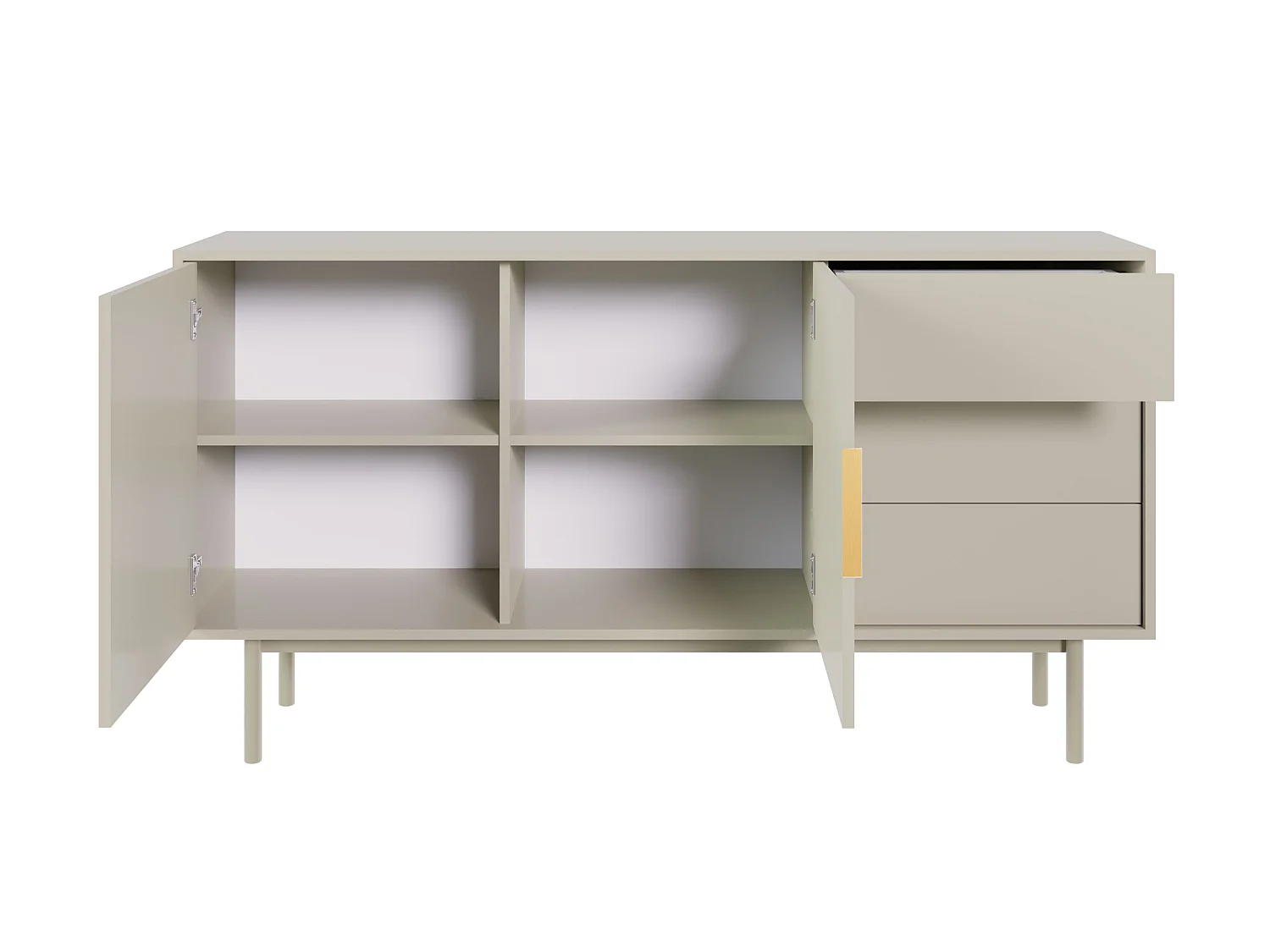 Sideboard mit zwei Türen - 154 cm - und drei Schubladen - Taupe (Grau-Beige) - VIVIARO