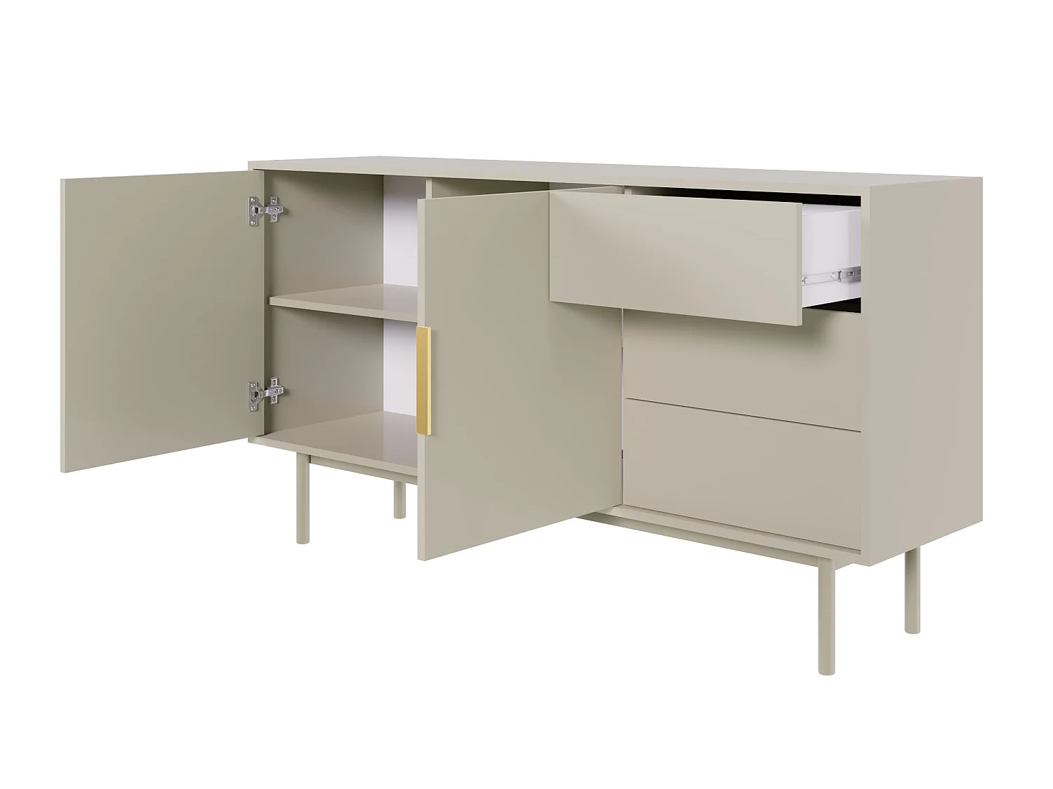 Sideboard mit zwei Türen - 154 cm - und drei Schubladen - Taupe (Grau-Beige) - VIVIARO