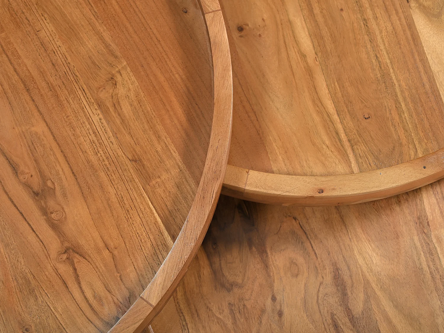 Tavolini a scomparsa in Legno di acacia e Metallo Nero Naturale chiaro - ELORA