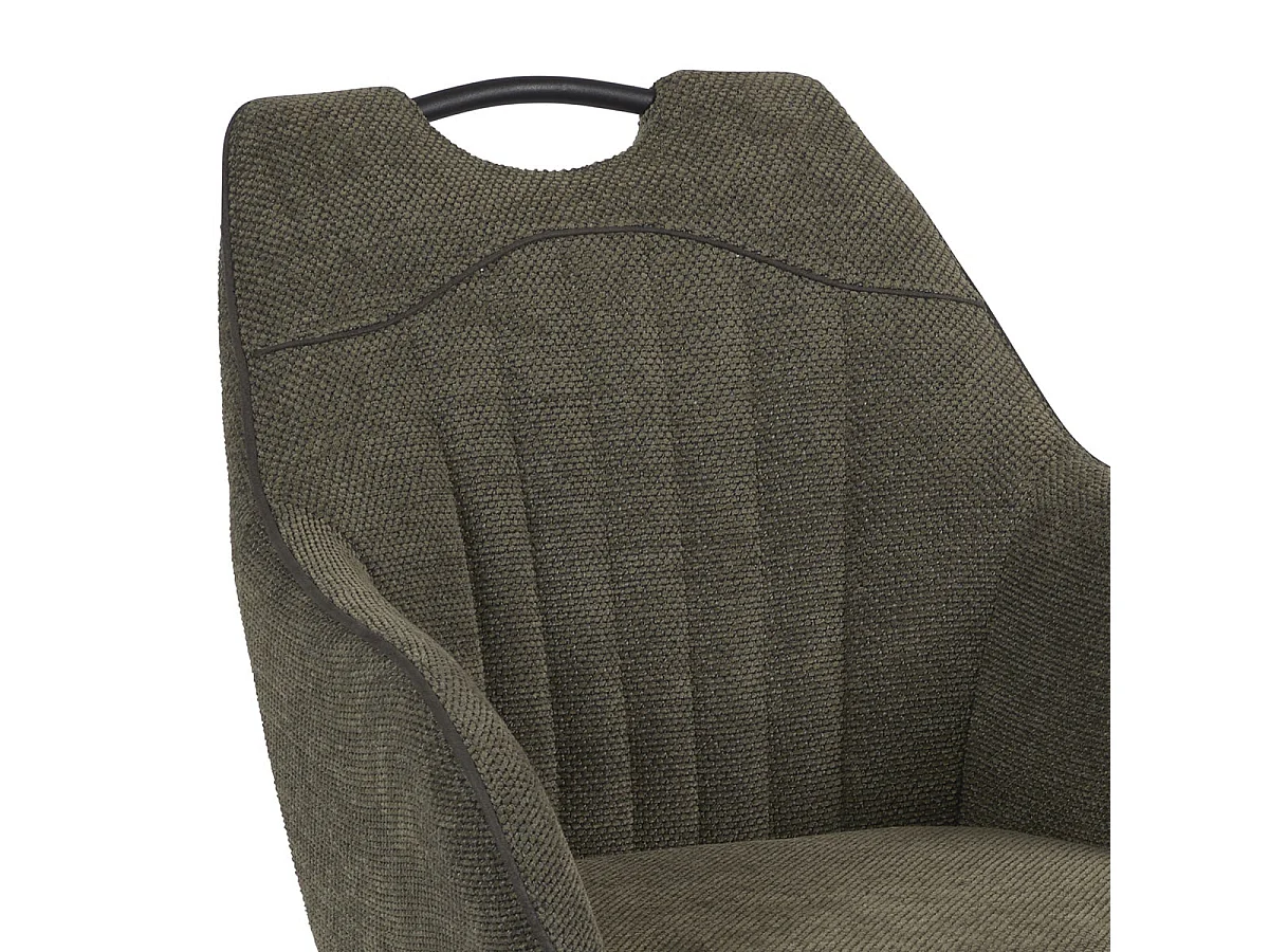 FABRICE - Lot de 2 Fauteuils de Table Tissu Maille Polyester et Liseré Vert Foncé