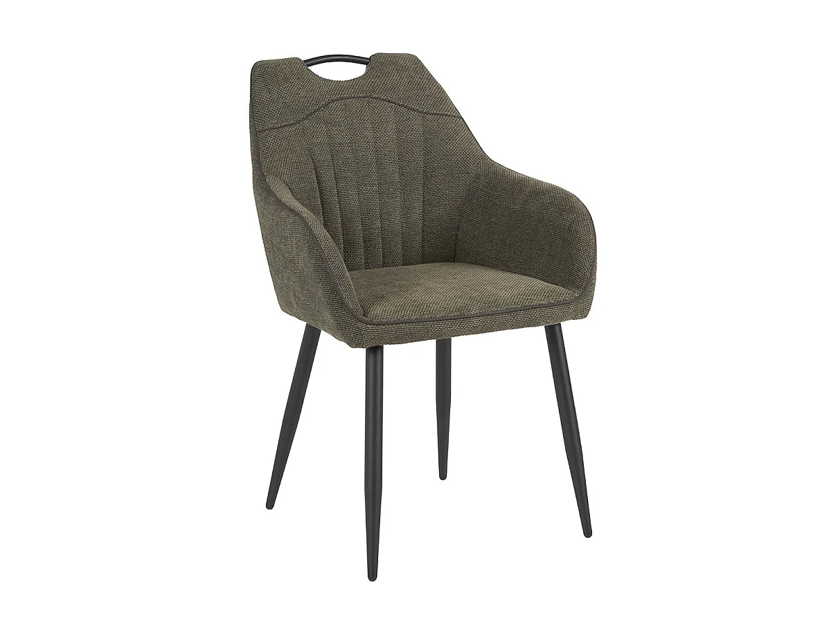 FABRICE - Lot de 2 Fauteuils de Table Tissu Maille Polyester et Liseré Vert Foncé