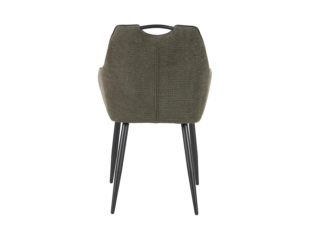 FABRICE - Lot de 2 Fauteuils de Table Tissu Maille Polyester et Liseré Vert Foncé