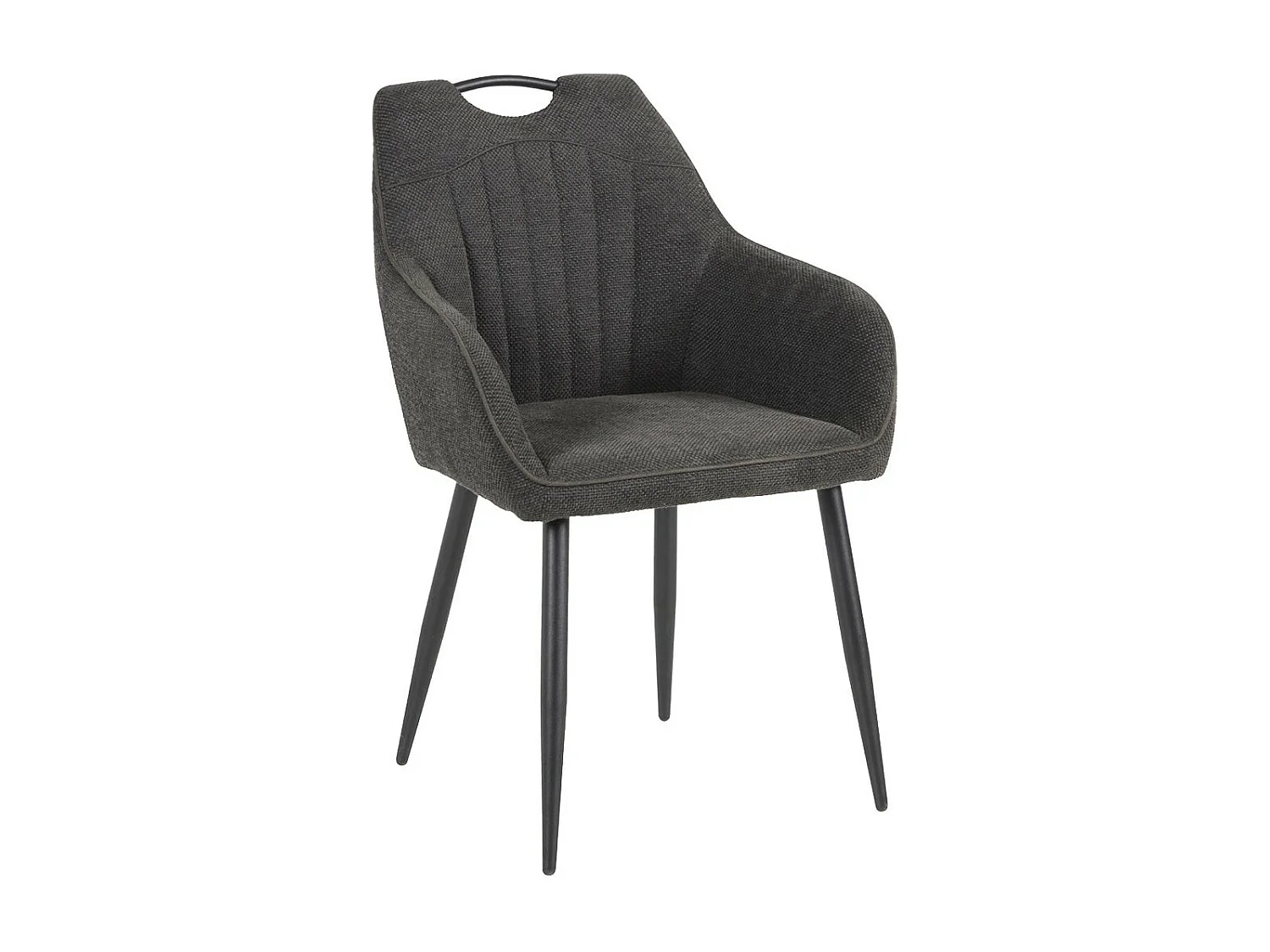 FABRICE - Lot de 2 Fauteuils de Table Tissu Maille Polyester et Liseré Gris Foncé