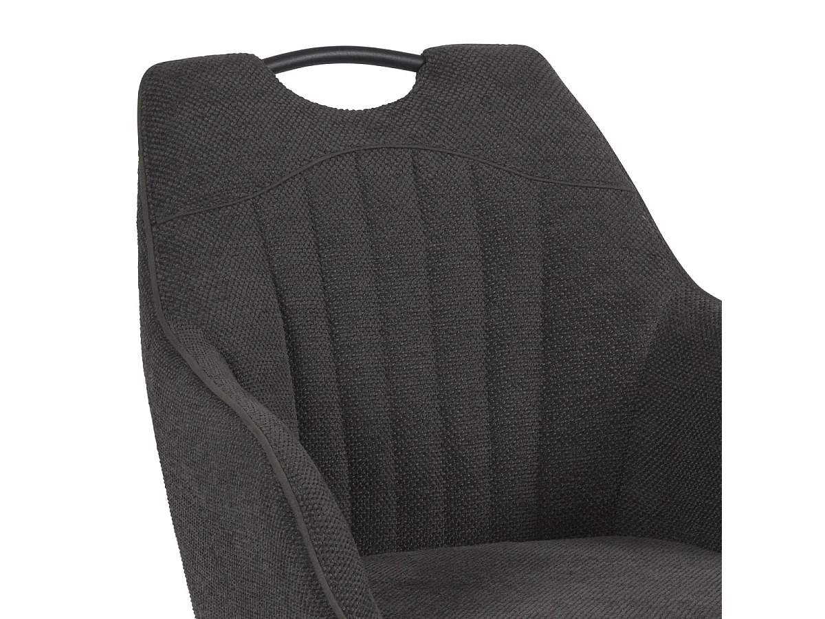 FABRICE - Lot de 2 Fauteuils de Table Tissu Maille Polyester et Liseré Gris Foncé