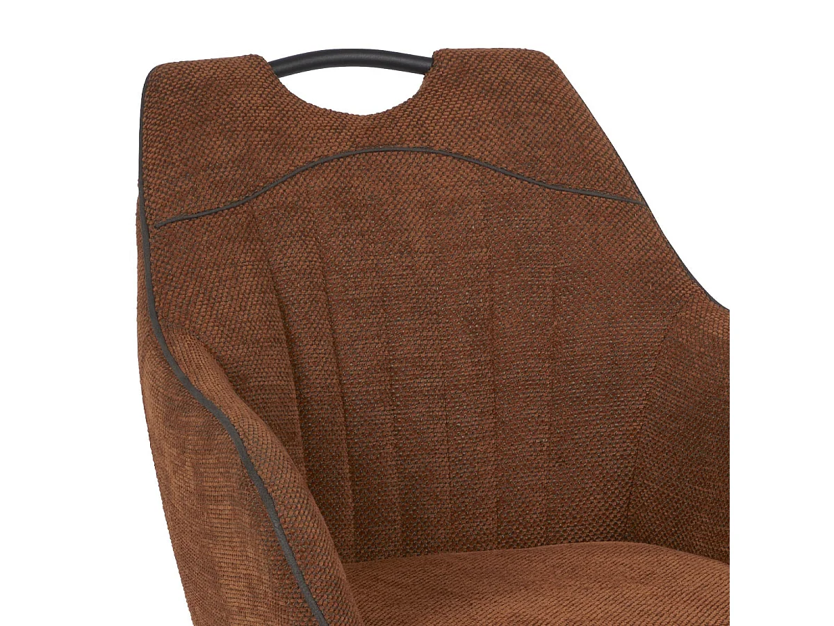 FABRICE - Lot de 2 Fauteuils de Table Tissu Maille Polyester et Liseré Cuivre