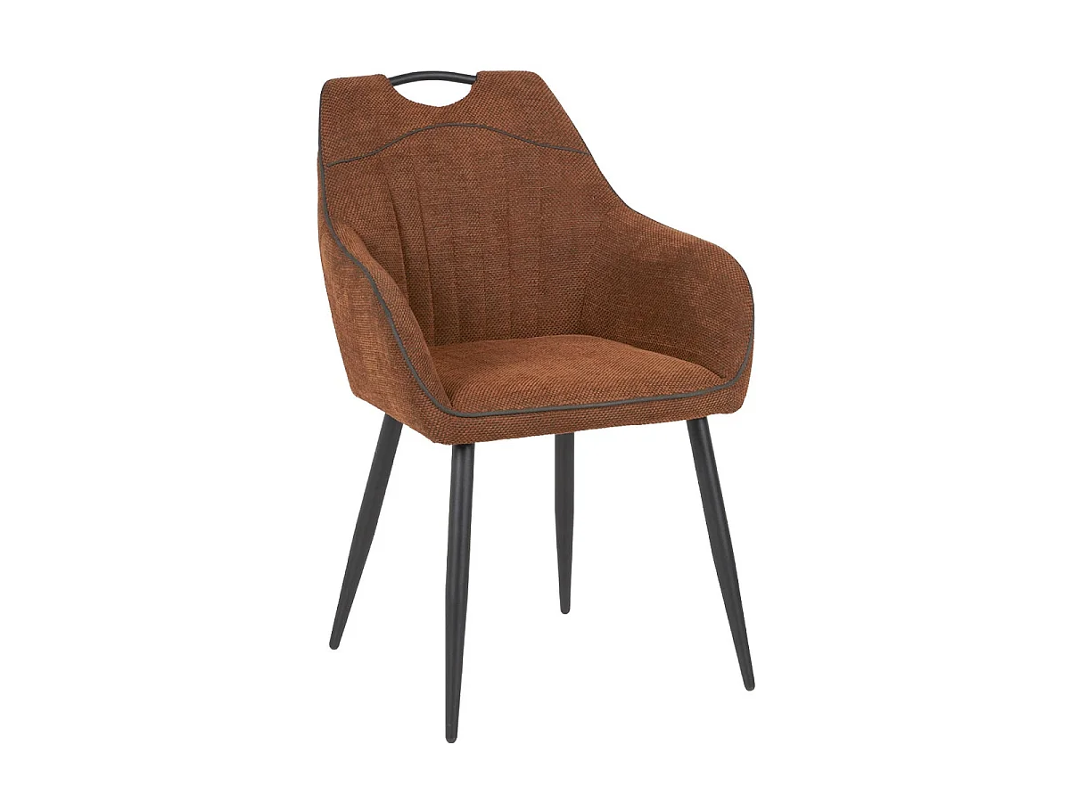 FABRICE - Lot de 2 Fauteuils de Table Tissu Maille Polyester et Liseré Cuivre