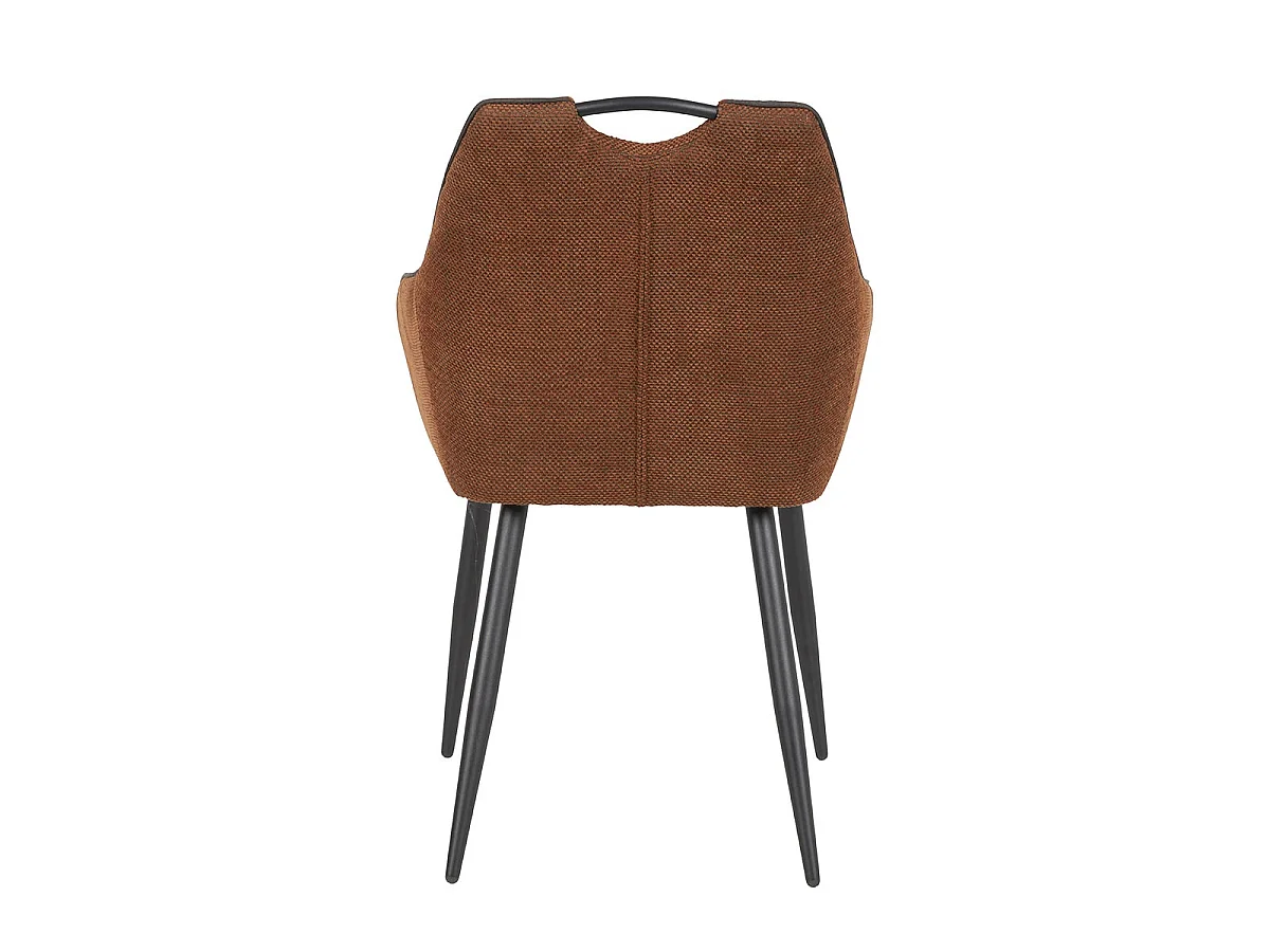 FABRICE - Lot de 2 Fauteuils de Table Tissu Maille Polyester et Liseré Cuivre