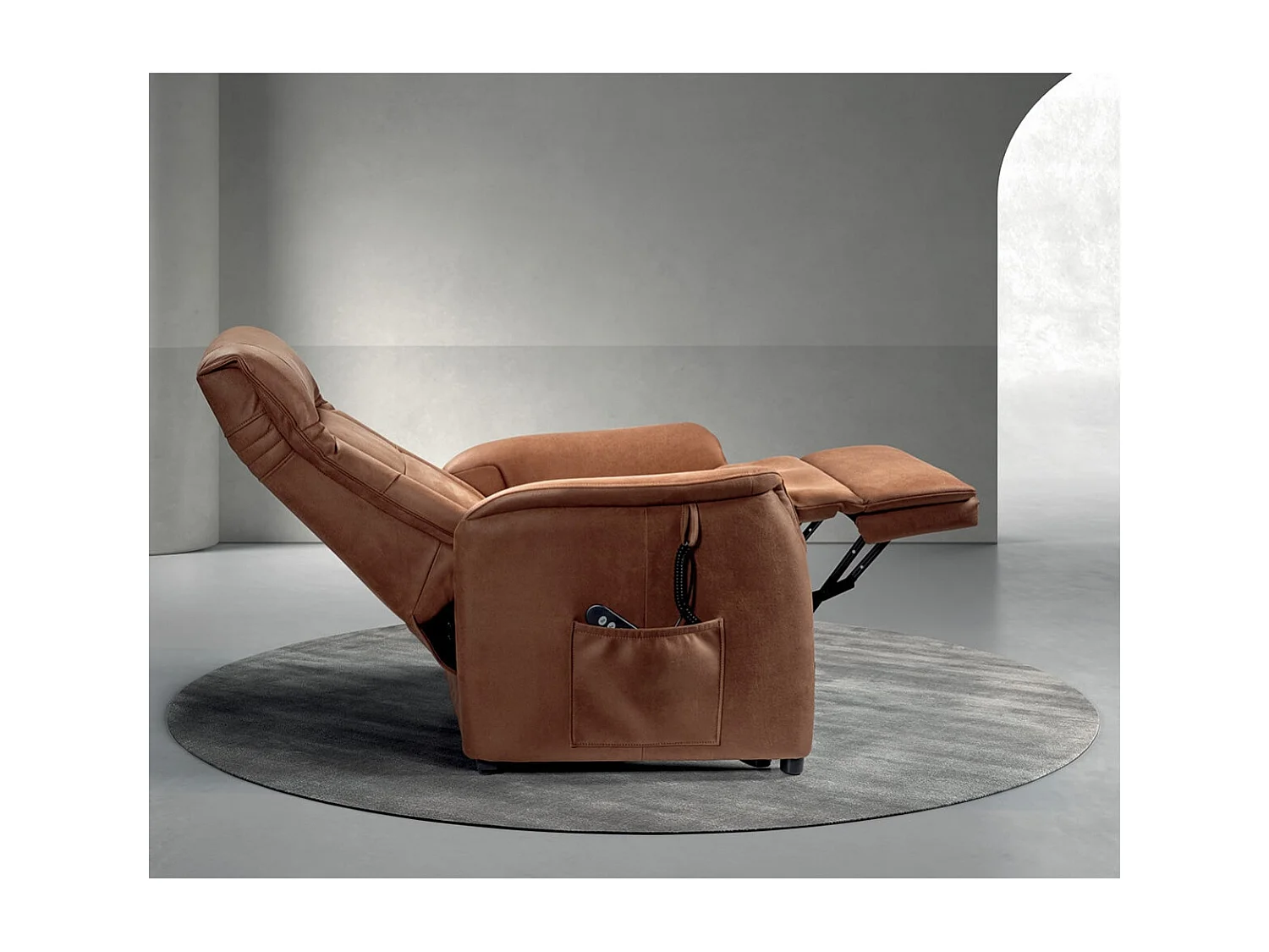 KYLE - Fauteuil Relax Electrique Simili Cuir Camel