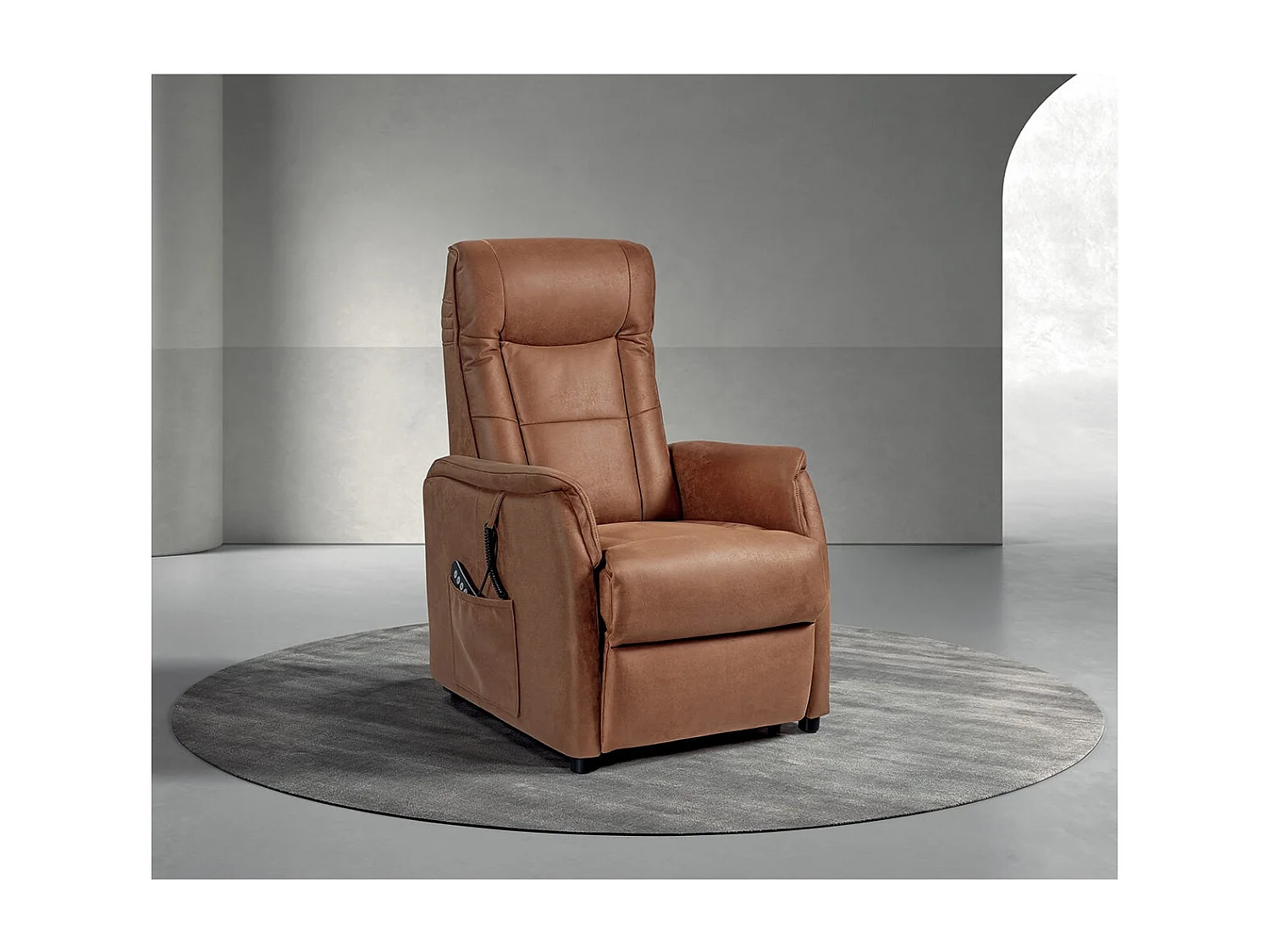 KYLE - Fauteuil Relax Electrique Simili Cuir Camel