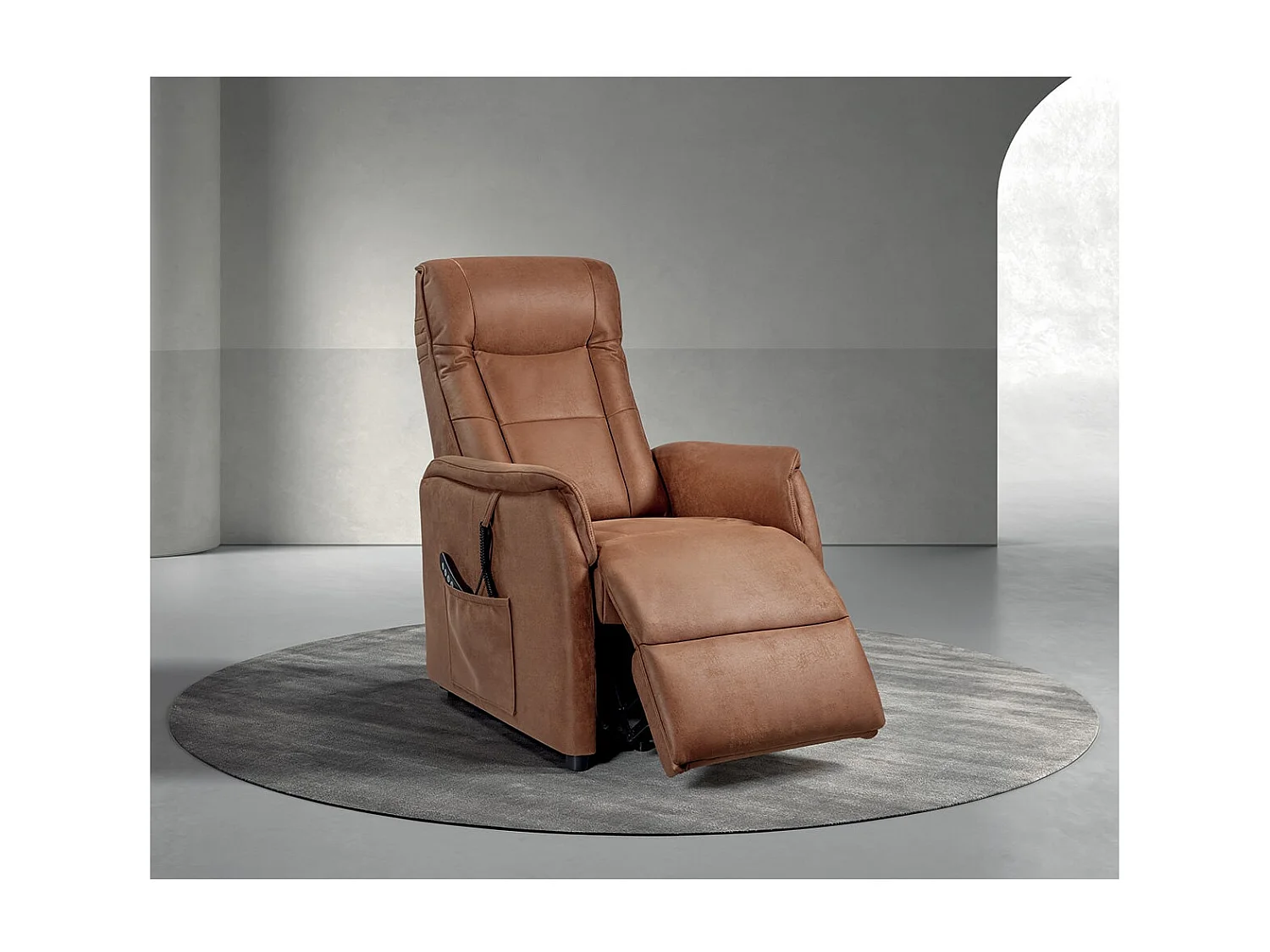 KYLE - Fauteuil Relax Electrique Simili Cuir Camel