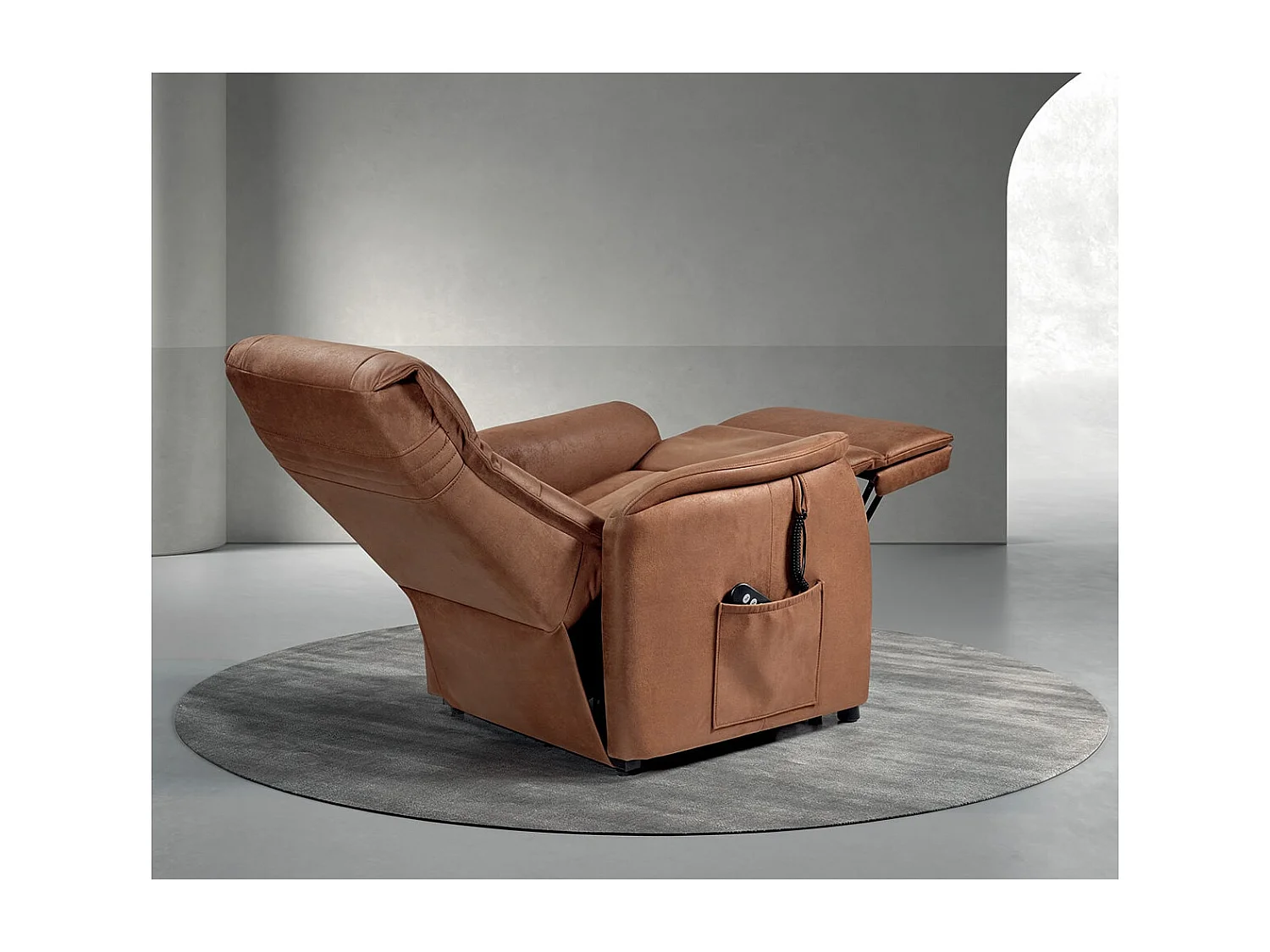 KYLE - Fauteuil Relax Electrique Simili Cuir Camel