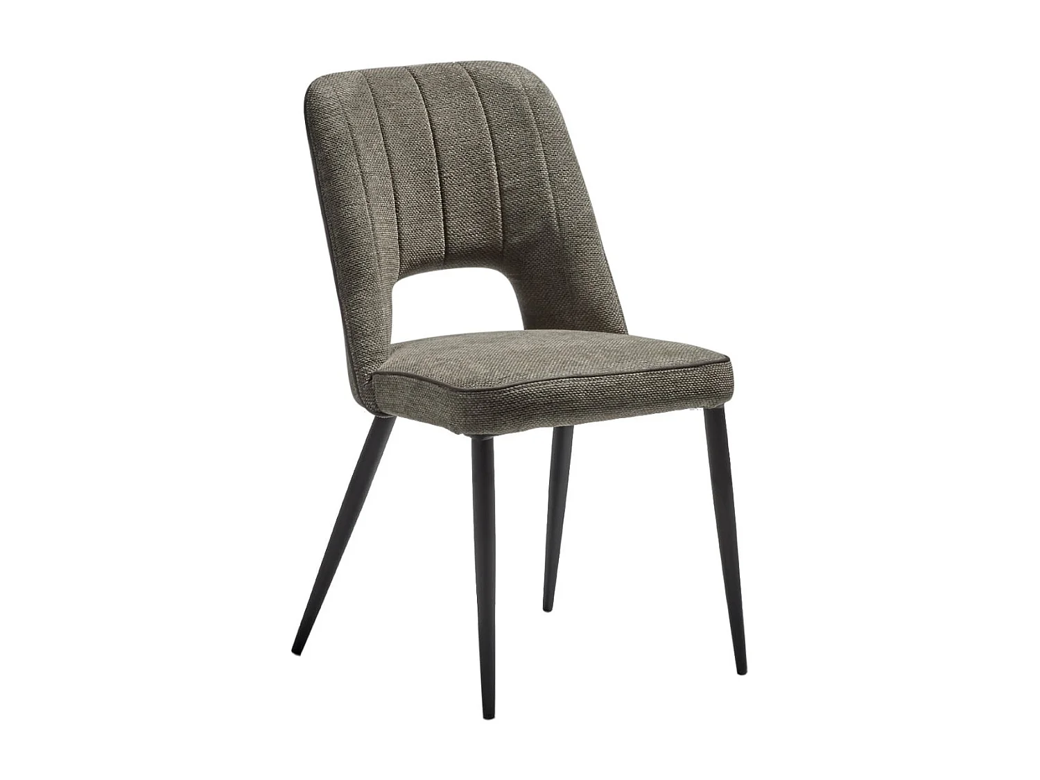 FABRICE - Lot de 2 Chaises Tissu Maille Polyester et Liseré Vert Foncé Chiné