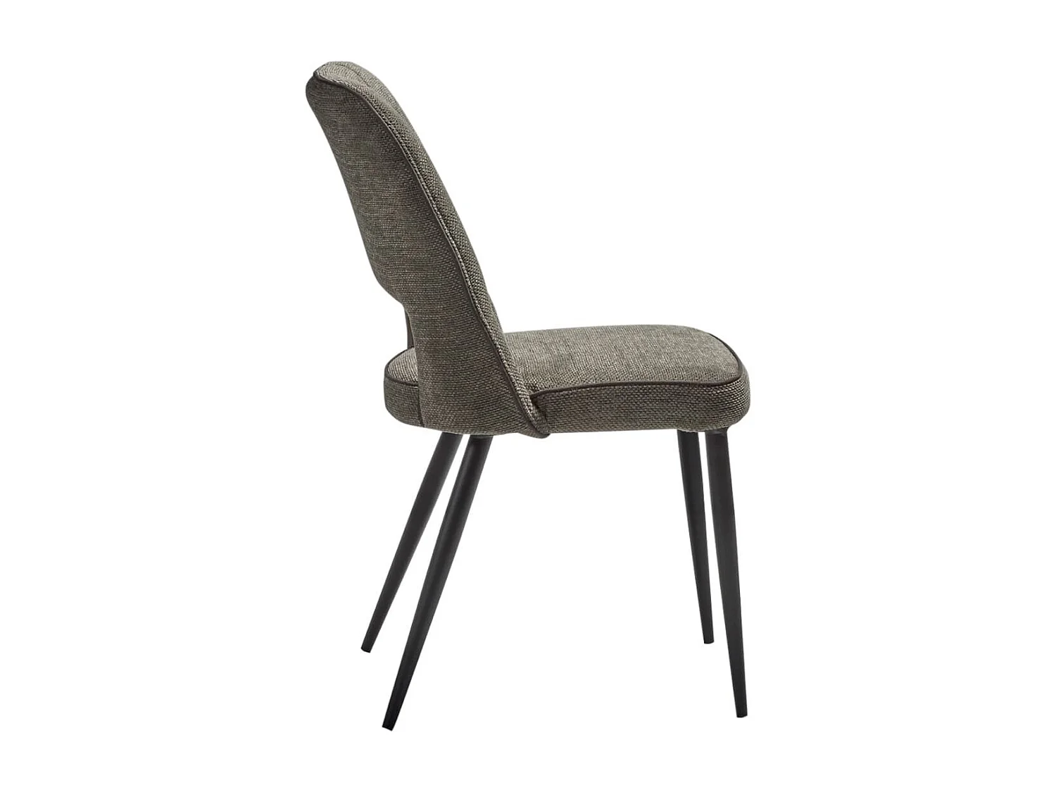 FABRICE - Lot de 2 Chaises Tissu Maille Polyester et Liseré Vert Foncé Chiné