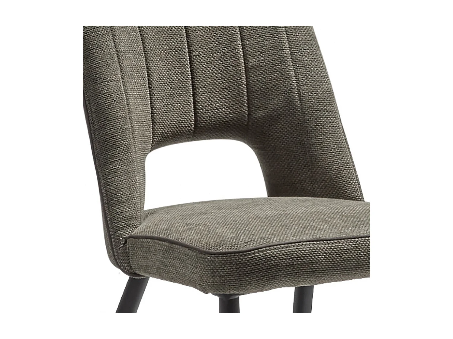 FABRICE - Lot de 2 Chaises Tissu Maille Polyester et Liseré Vert Foncé Chiné