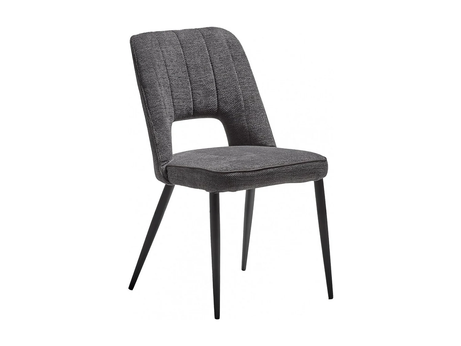 FABRICE - Lot de 2 Chaises Tissu Maille Polyester et Liseré Gris Foncé Chiné