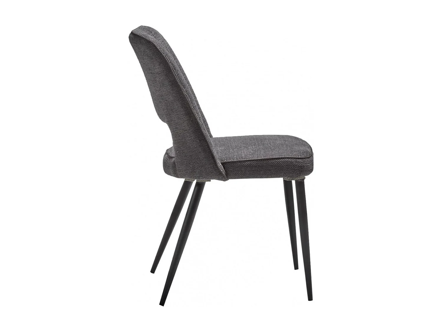 FABRICE - Lot de 2 Chaises Tissu Maille Polyester et Liseré Gris Foncé Chiné