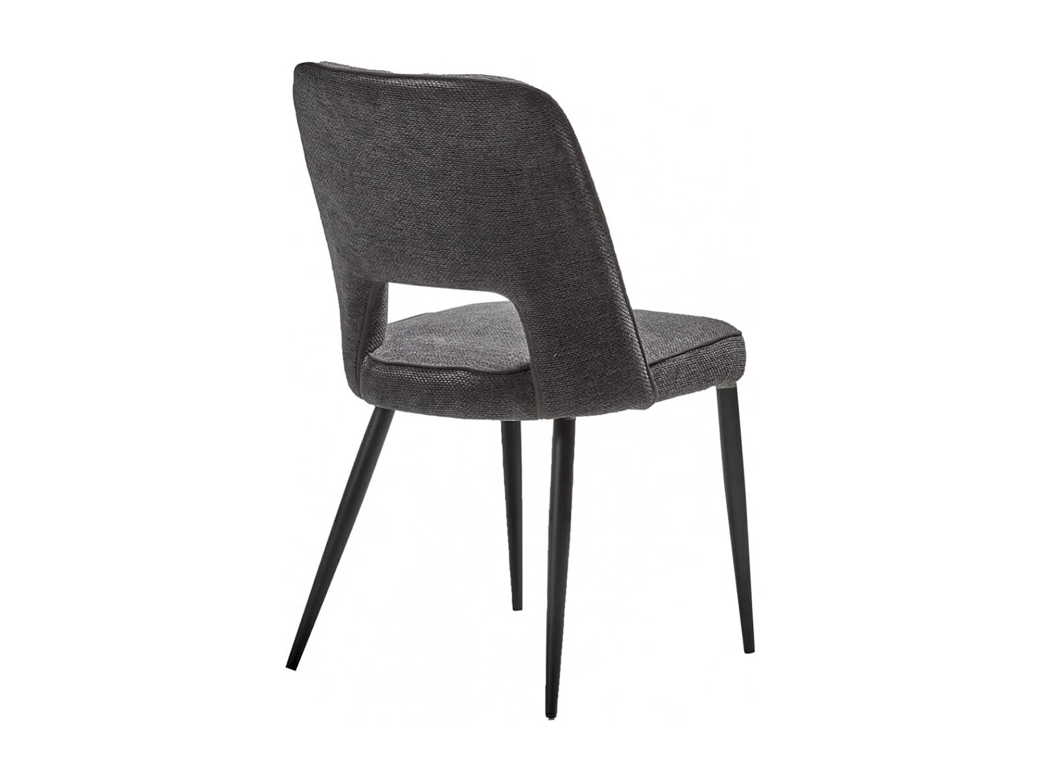 FABRICE - Lot de 2 Chaises Tissu Maille Polyester et Liseré Gris Foncé Chiné