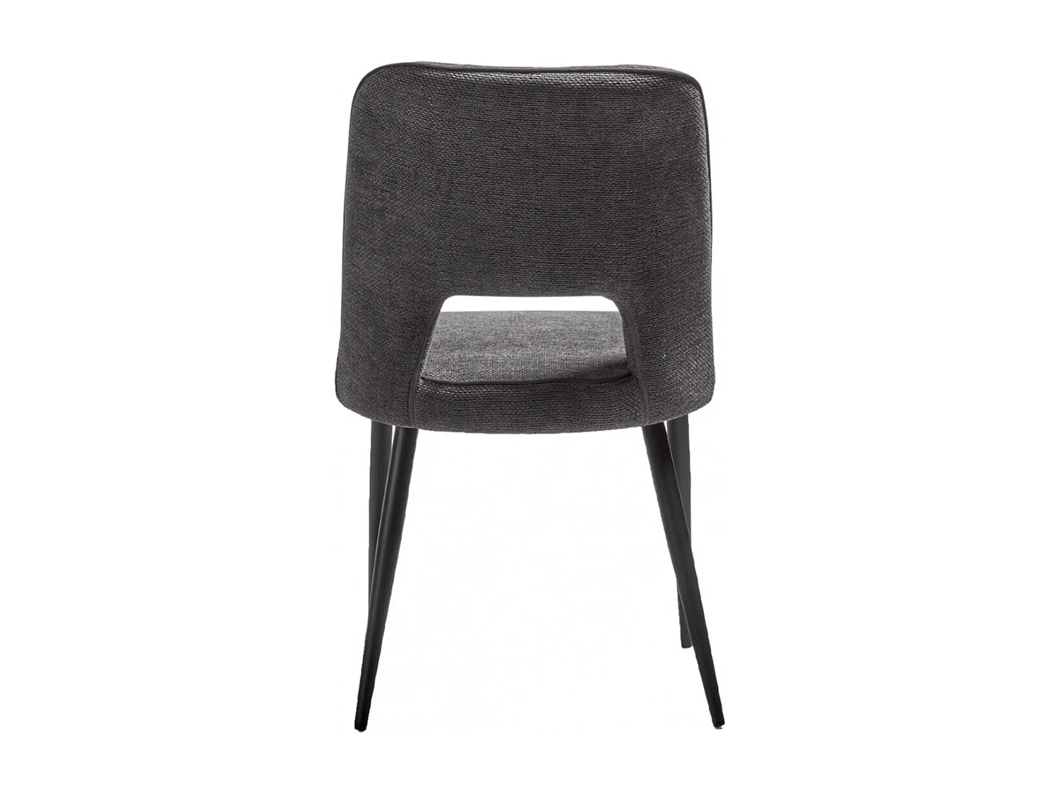 FABRICE - Lot de 2 Chaises Tissu Maille Polyester et Liseré Gris Foncé Chiné