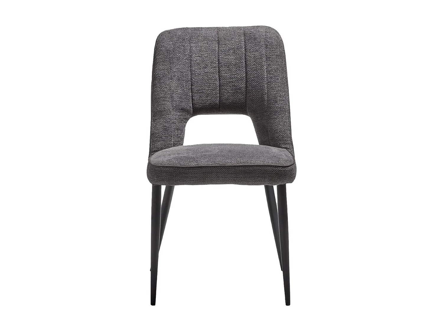 FABRICE - Lot de 2 Chaises Tissu Maille Polyester et Liseré Gris Foncé Chiné