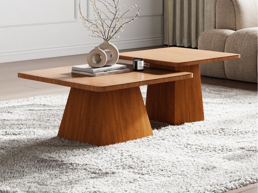 Tables basses gigognes en bois d'acacia - Naturel clair - ISLANA