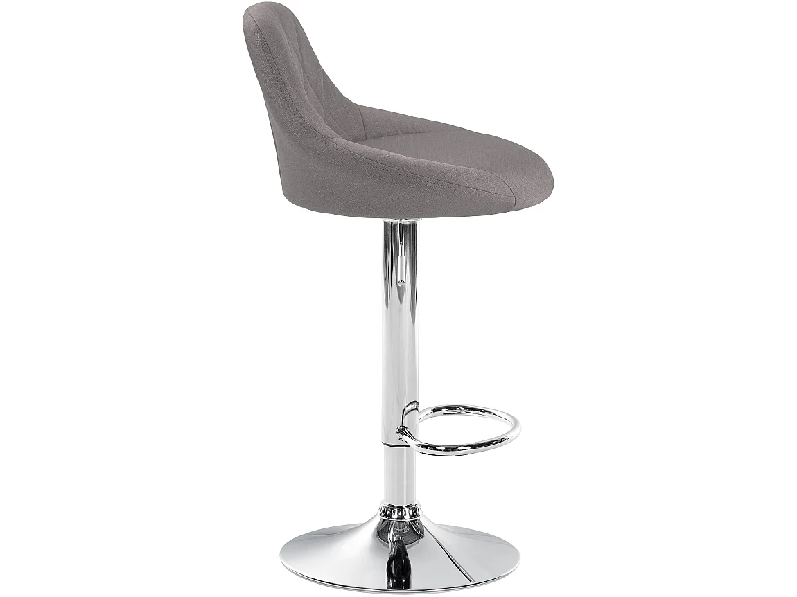 Tabouret de bar - Tissu & Chrome - Gris - Lazio
