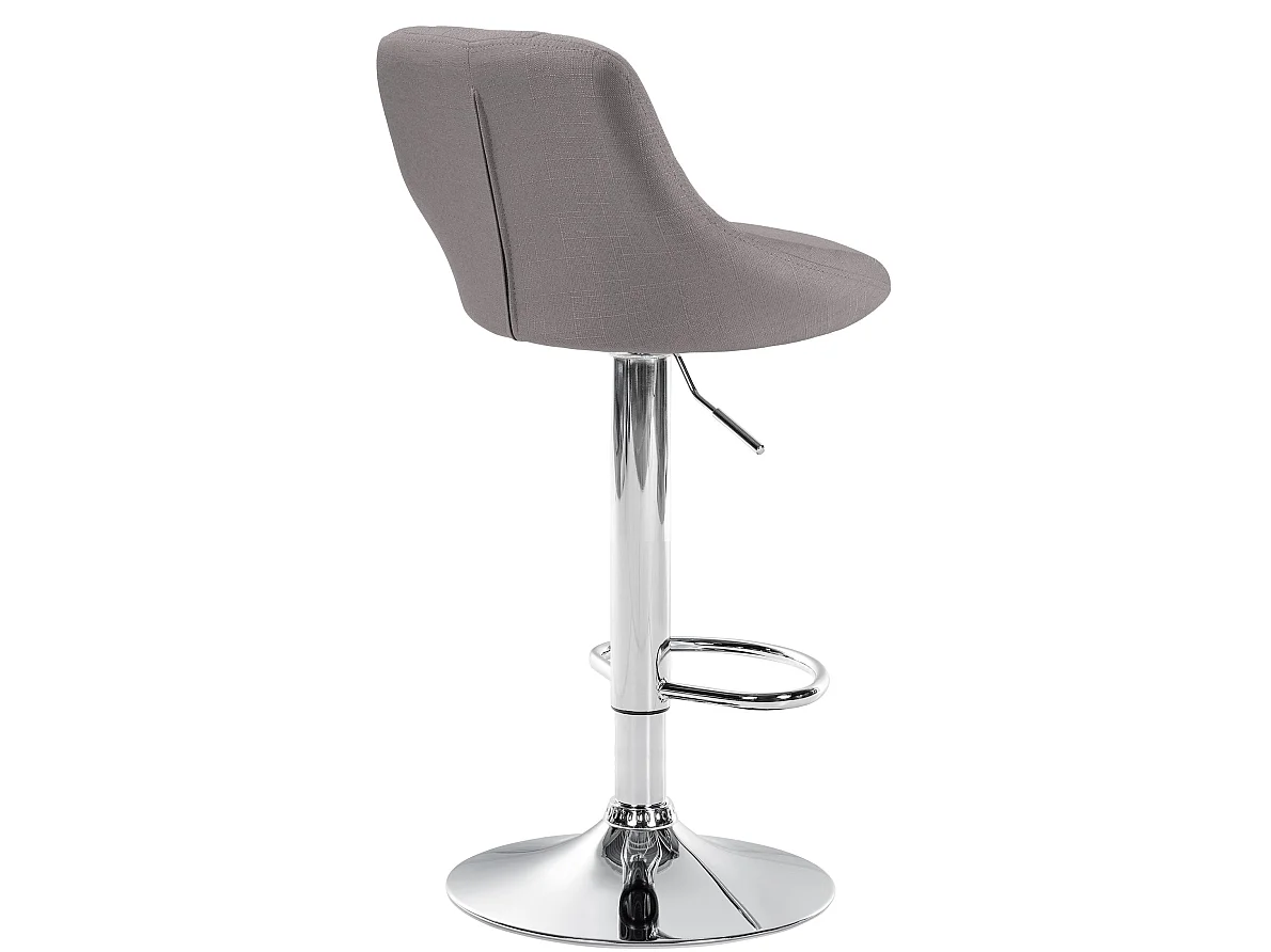 Tabouret de bar - Tissu & Chrome - Gris - Lazio