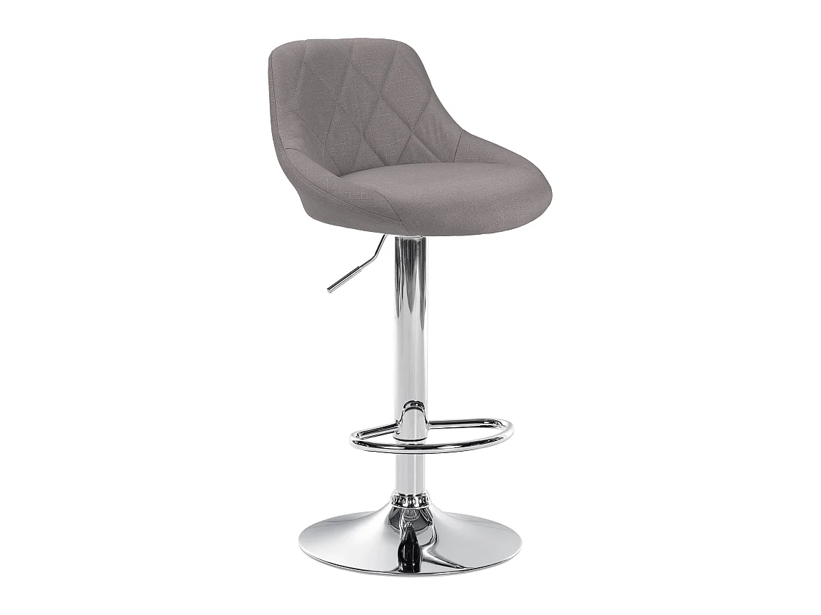Tabouret de bar - Tissu & Chrome - Gris - Lazio