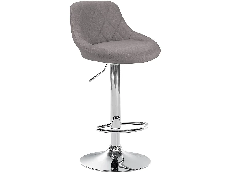 Tabouret de bar - Tissu & Chrome - Gris - Lazio