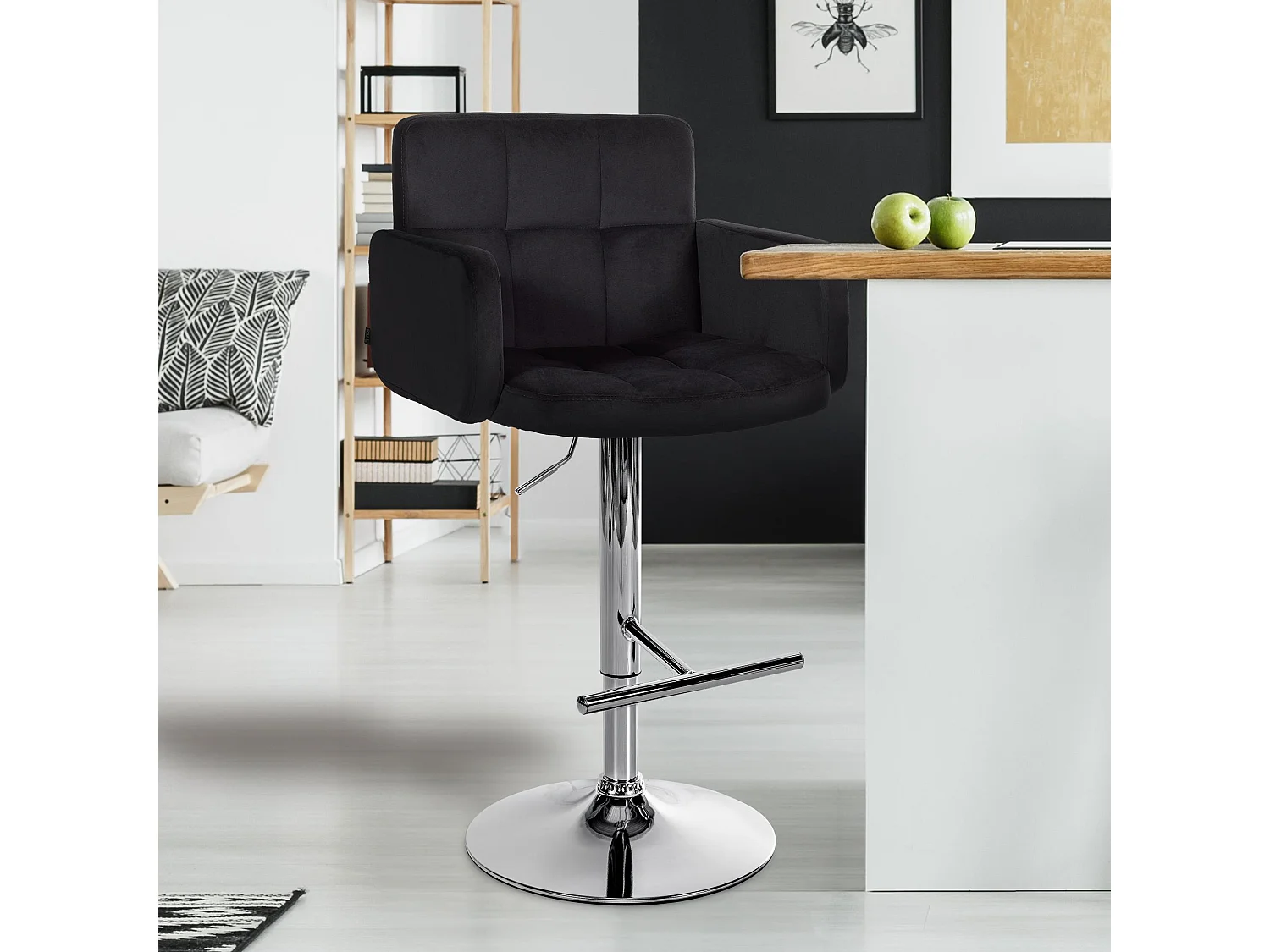 Tabouret de bar - Velours & Métal - Noir - Los Angeles